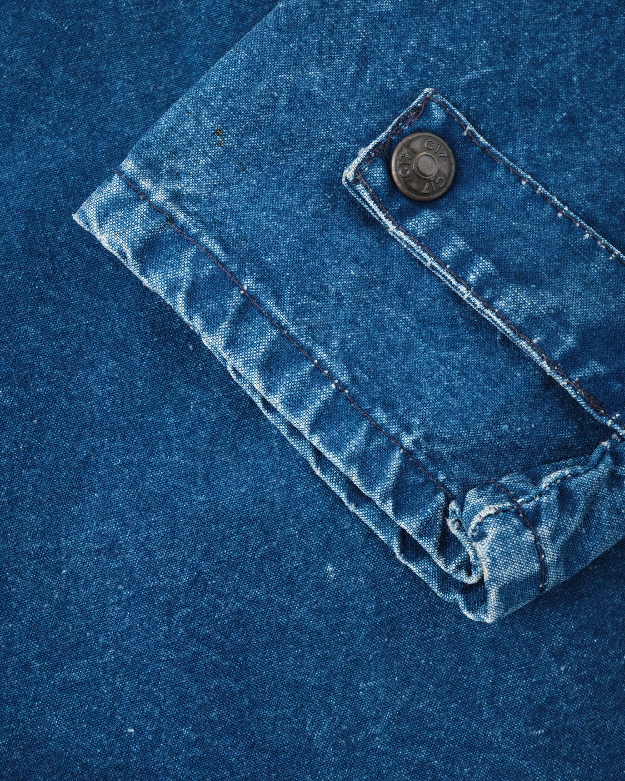 ［~70’s］French Vintage Deformed Design Indigo Blue Cotton Jacket