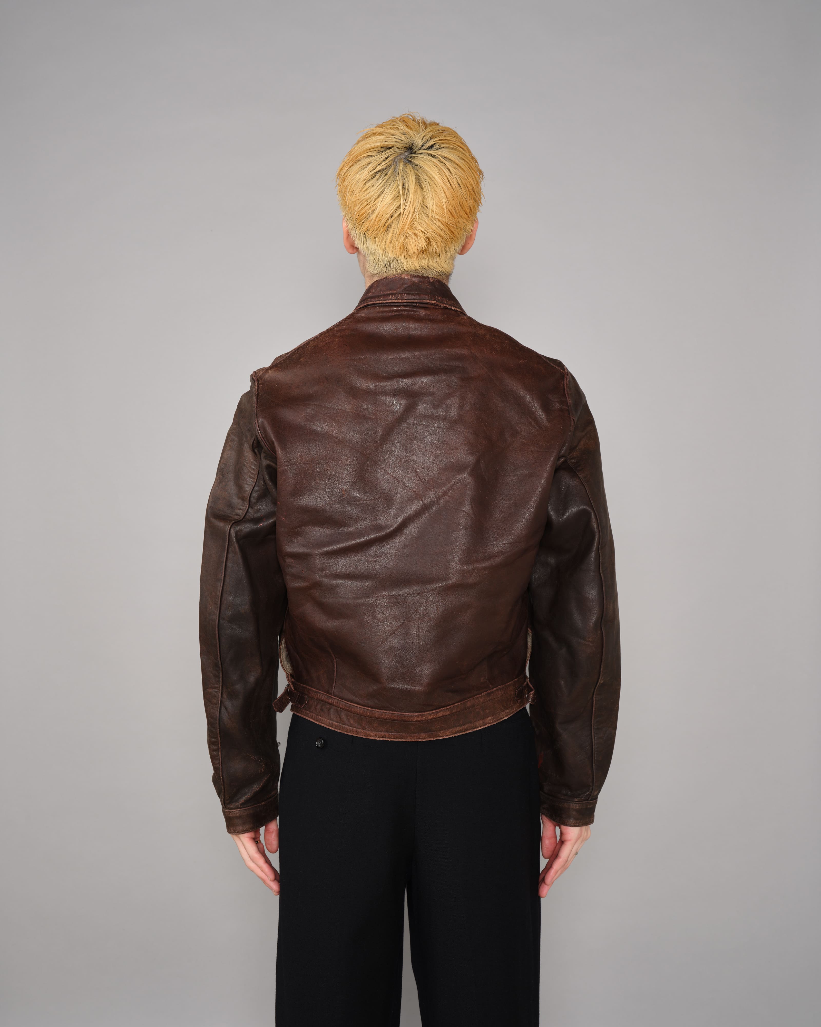 40's］French Vintage Hartmann Type Motorcycle Leather Jacket