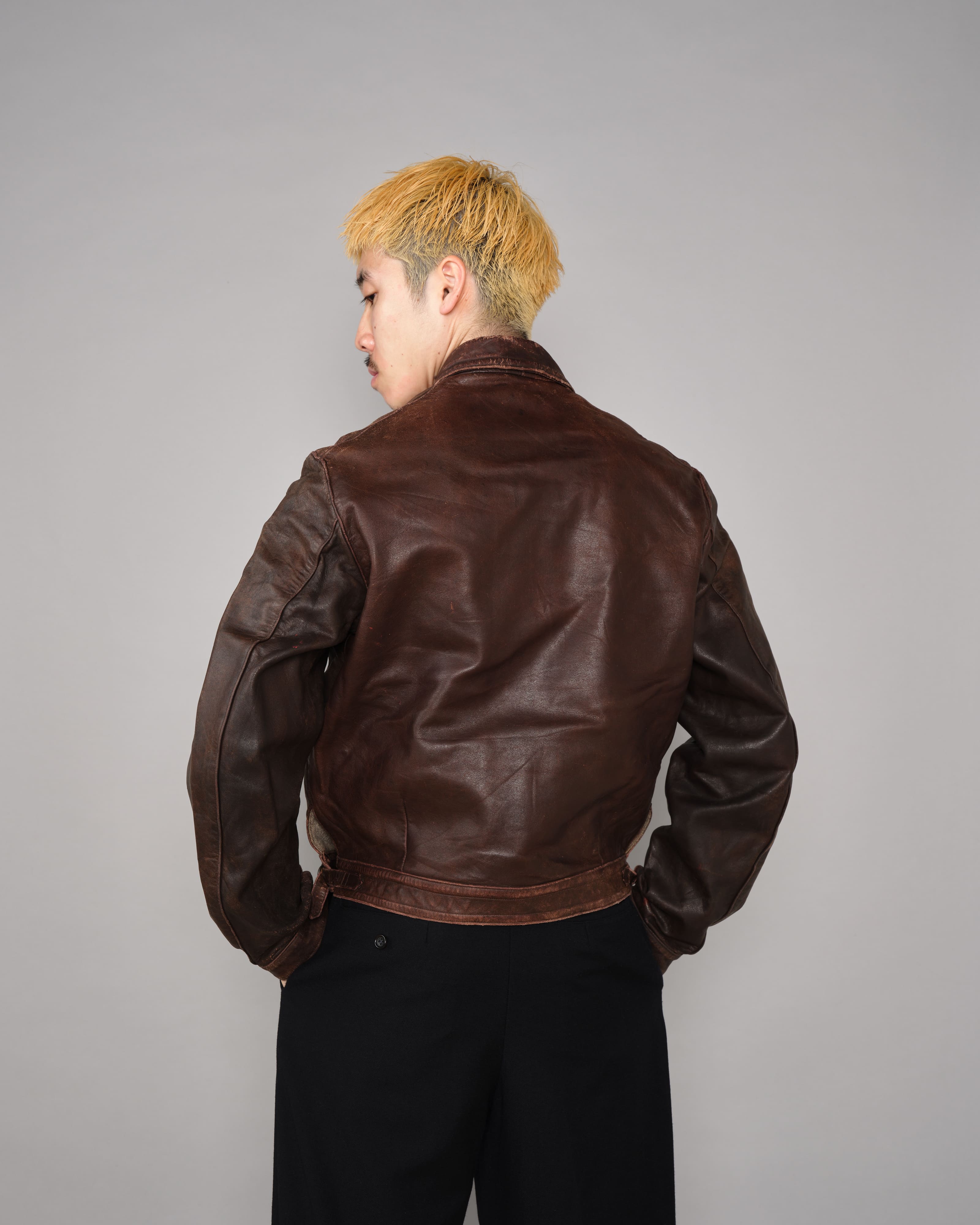 40's］French Vintage Hartmann Type Motorcycle Leather Jacket