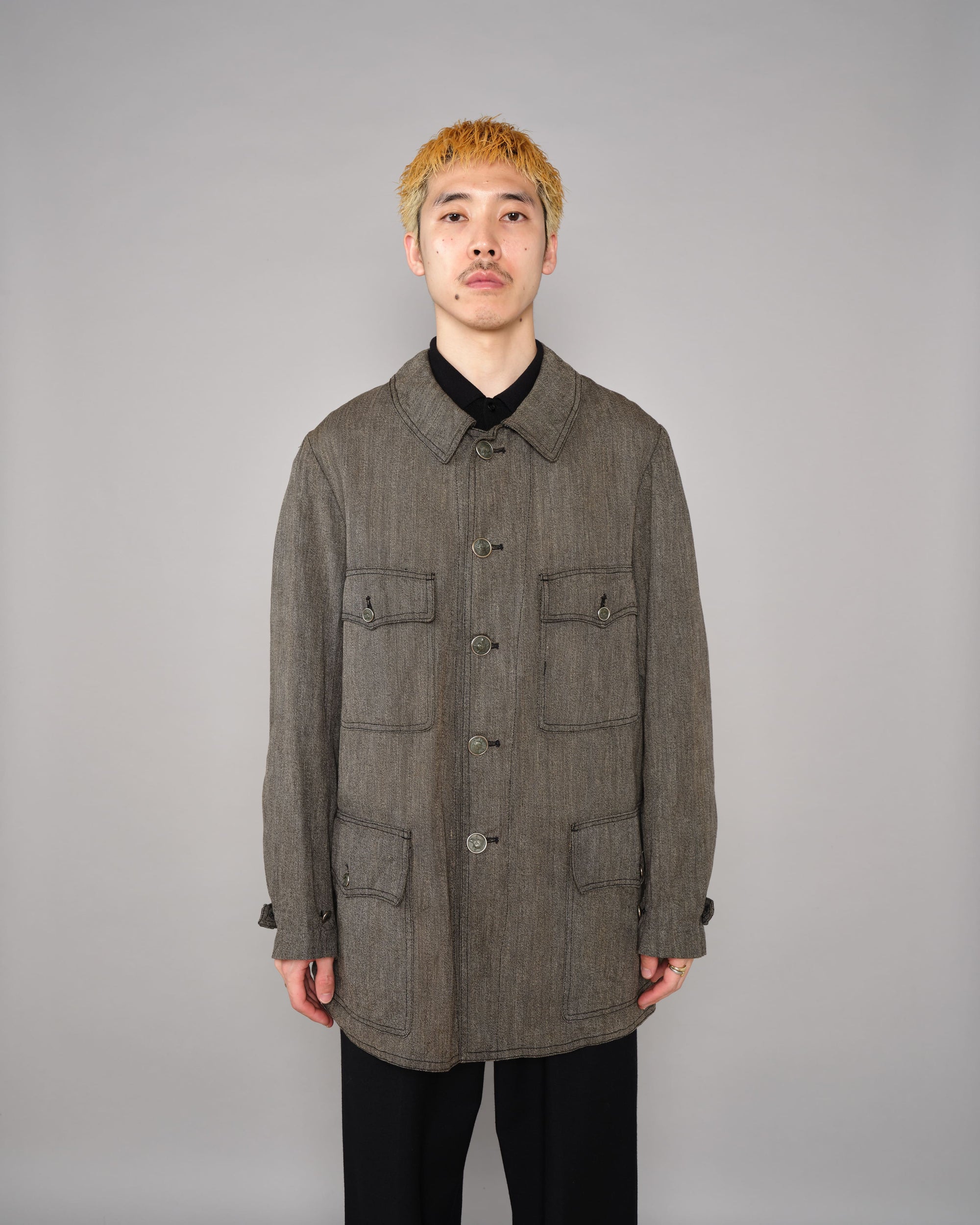 ［~30’s］French Vintage Salt & Pepper HBT Cotton Hunting Jacket