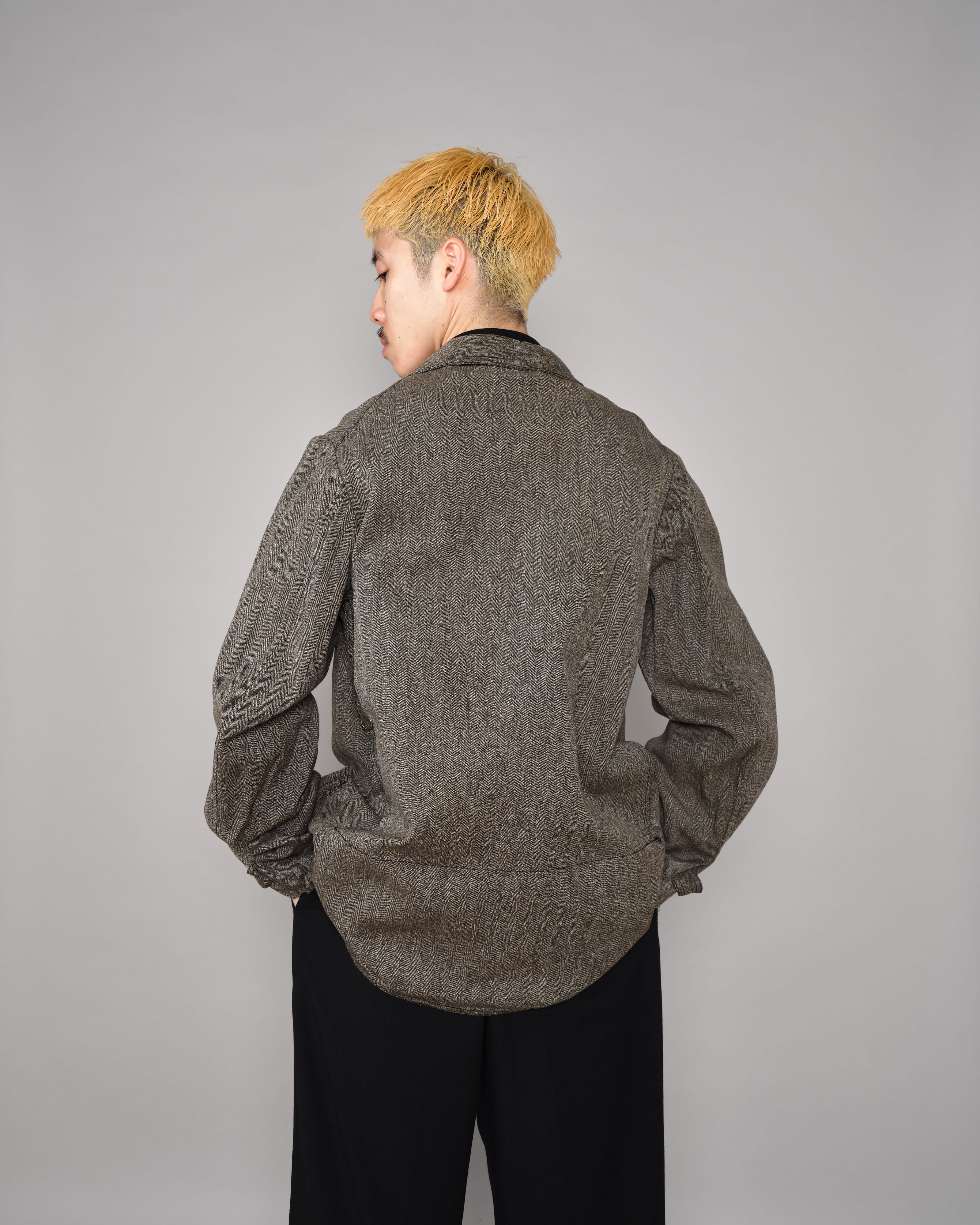 【~30’s】French Vintage Salt & Pepper HBT Cotton Hunting Jacket