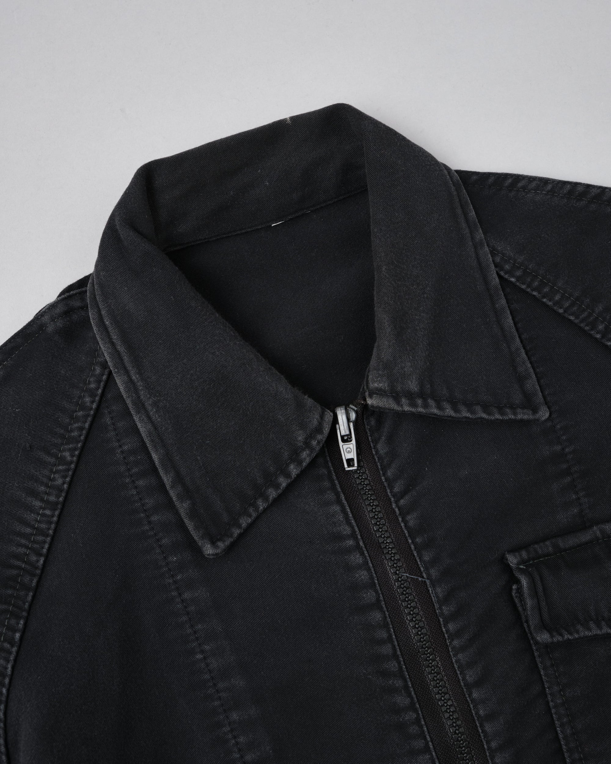 ［~70's］Europe Vintage Raglan Sleeve Black Moleskin Zip Up Jacket