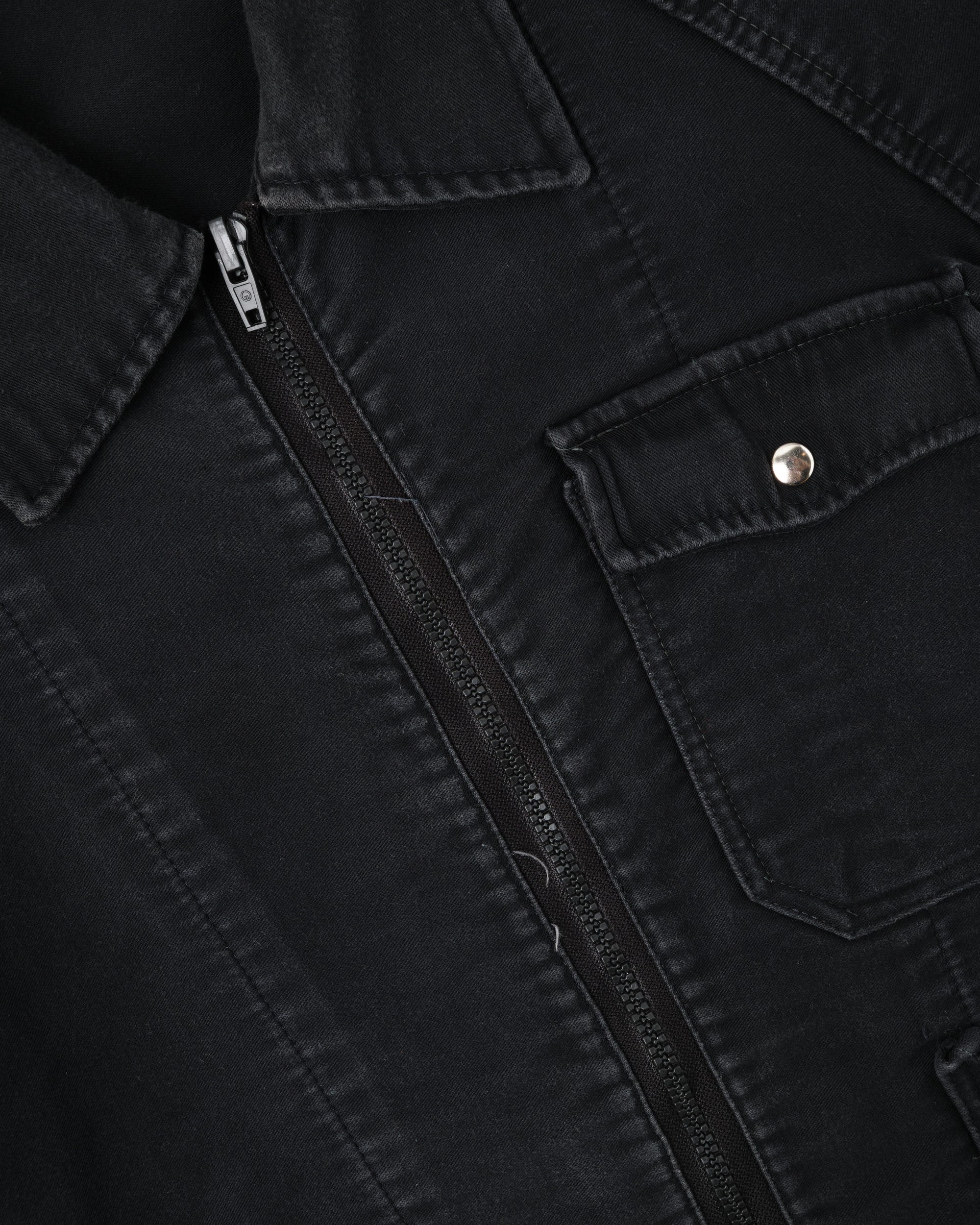 ［~70's］Europe Vintage Raglan Sleeve Black Moleskin Zip Up Jacket