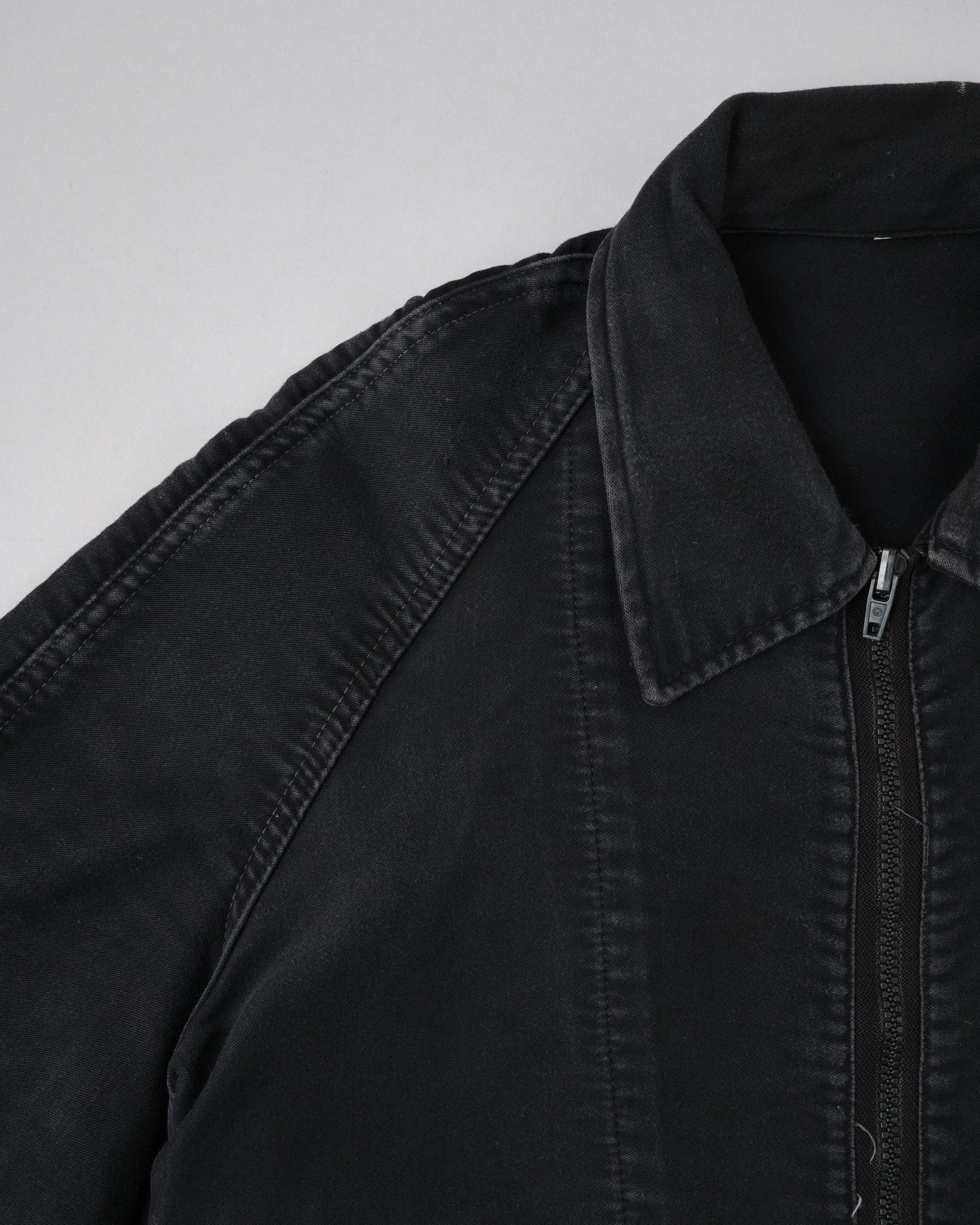 ［~70's］Europe Vintage Raglan Sleeve Black Moleskin Zip Up Jacket