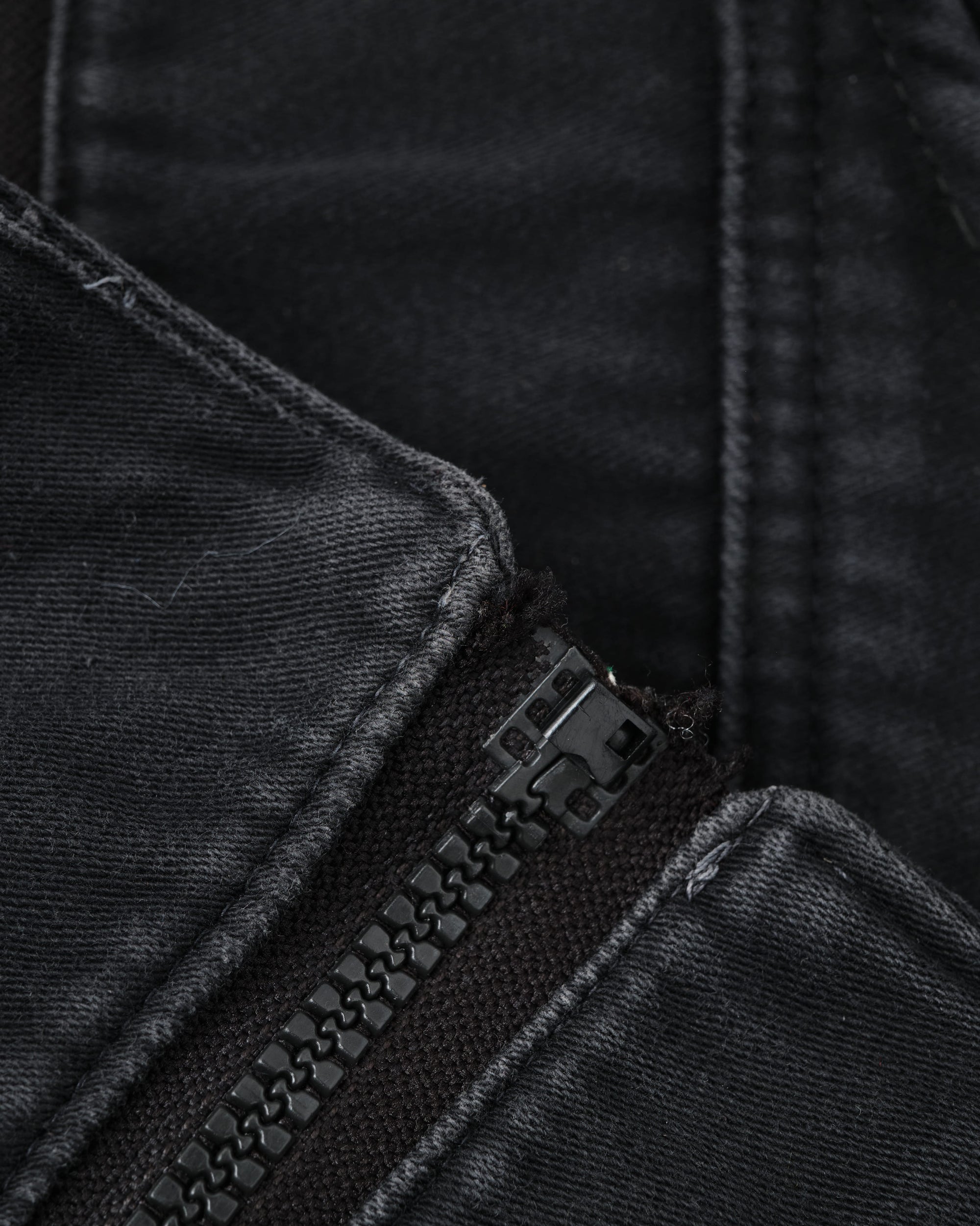 ［~70's］Europe Vintage Raglan Sleeve Black Moleskin Zip Up Jacket