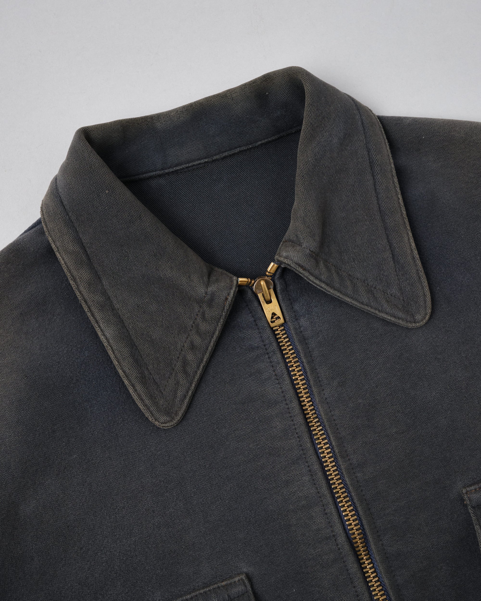 【~40's】French Vintage Dark Navy Peachskin Cyclist Jacket
