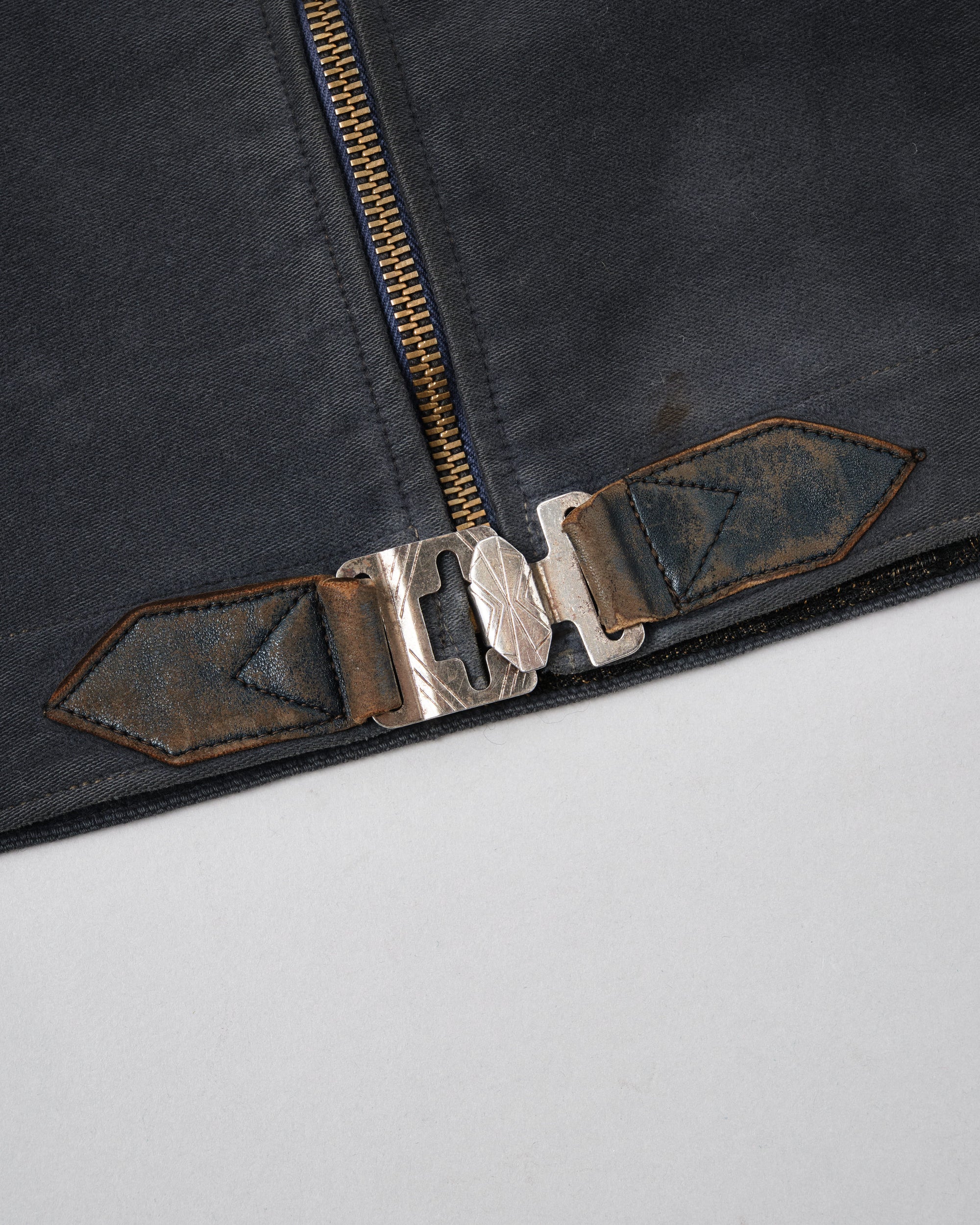 【~40's】French Vintage Dark Navy Peachskin Cyclist Jacket