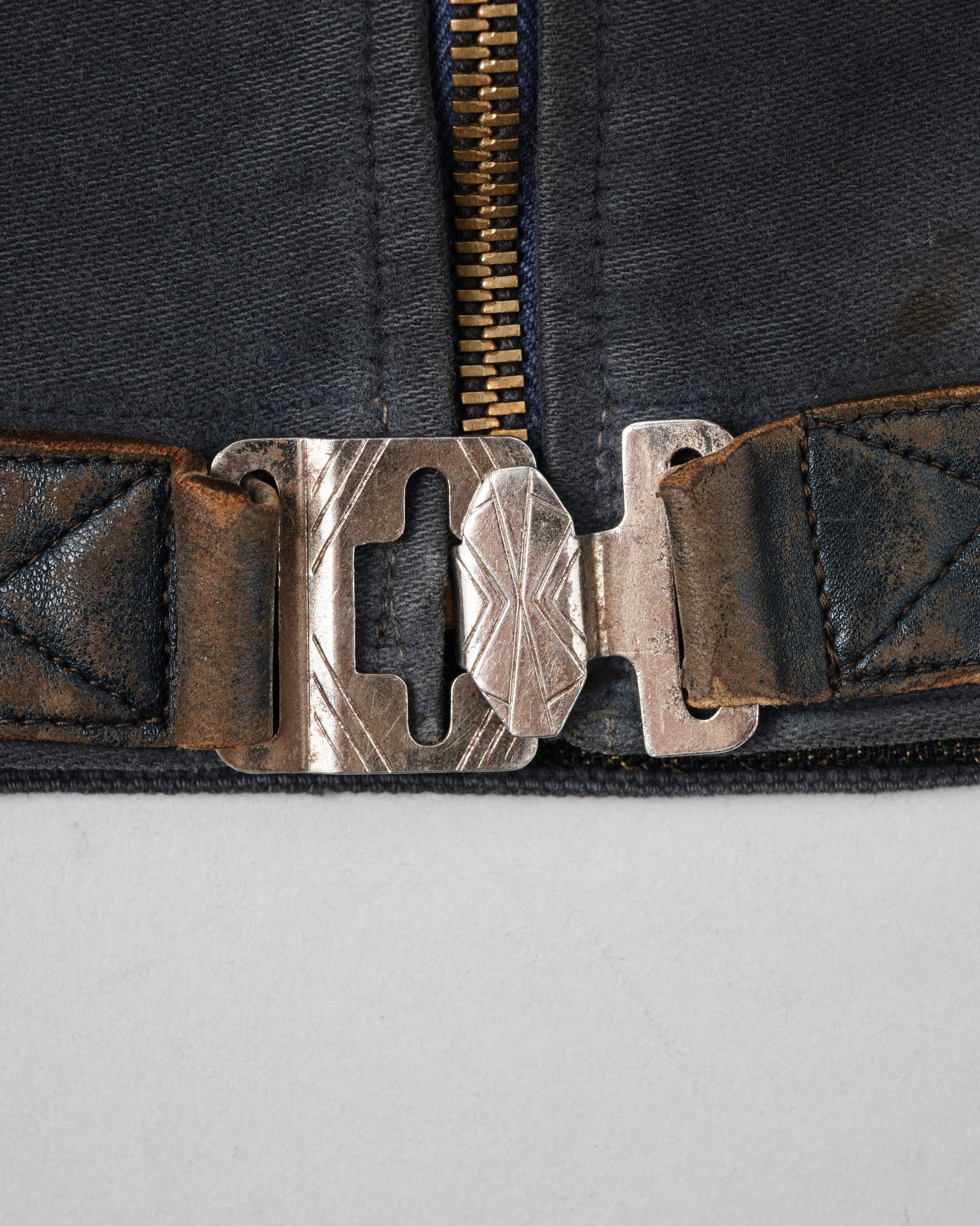 【~40's】French Vintage Dark Navy Peachskin Cyclist Jacket