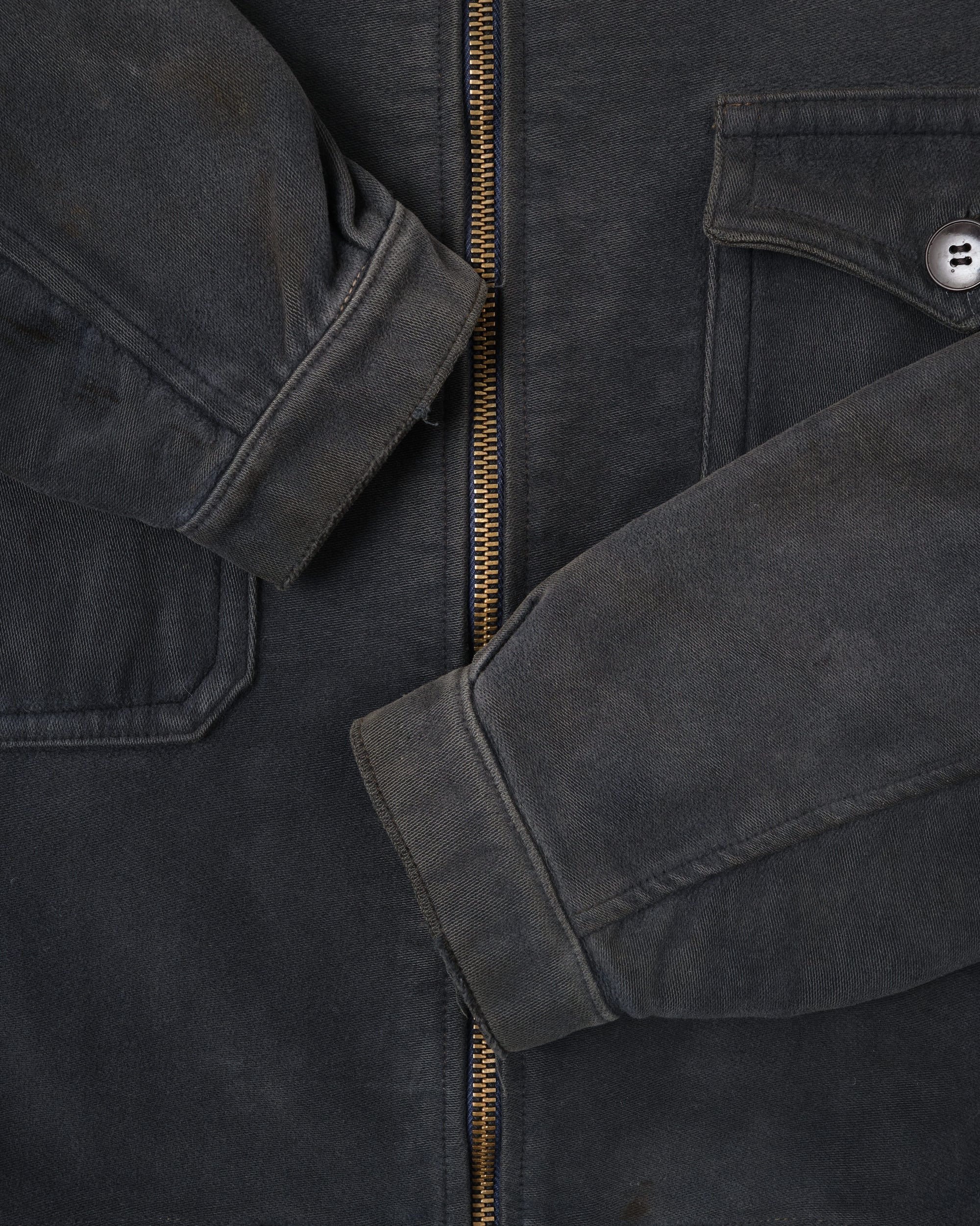 【~40's】French Vintage Dark Navy Peachskin Cyclist Jacket