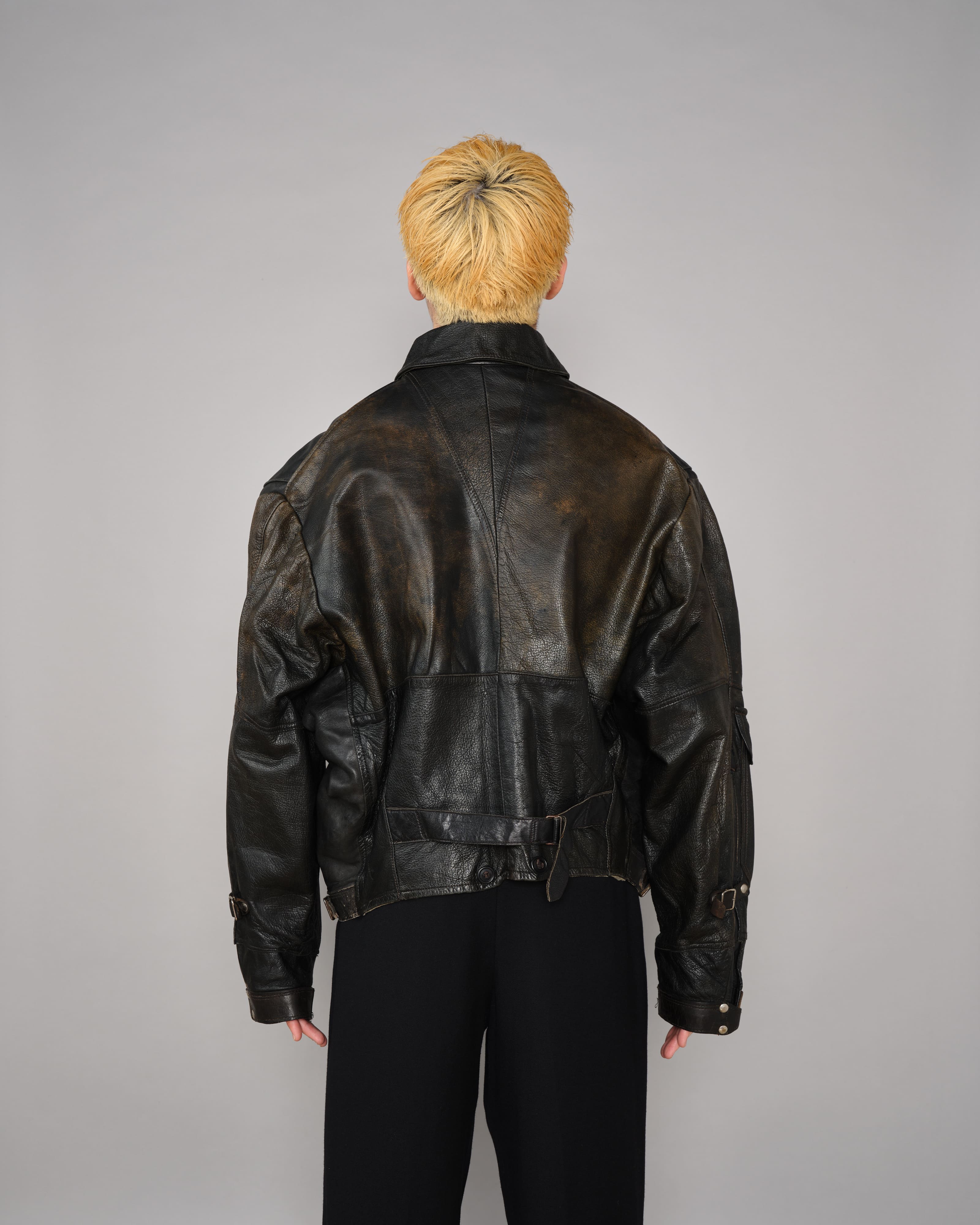 50's】Swedish Army Dispatch Rider Leather Motorcycle Jacket Size.1