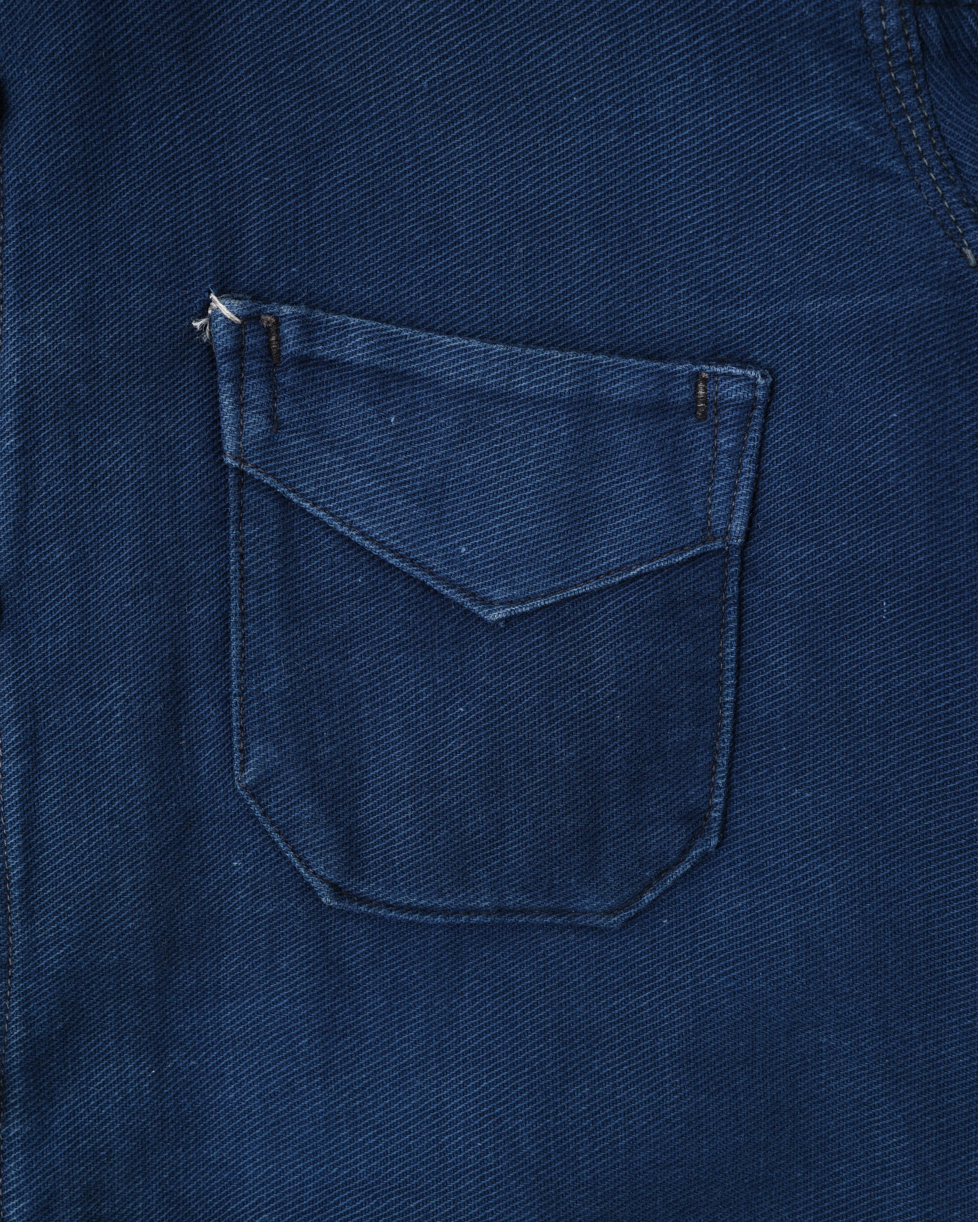 ［~30's］French Vintage Deep Blue Cotton Thin Twill Double Breasted Work Jacket "12 Buttons" "Homemade"