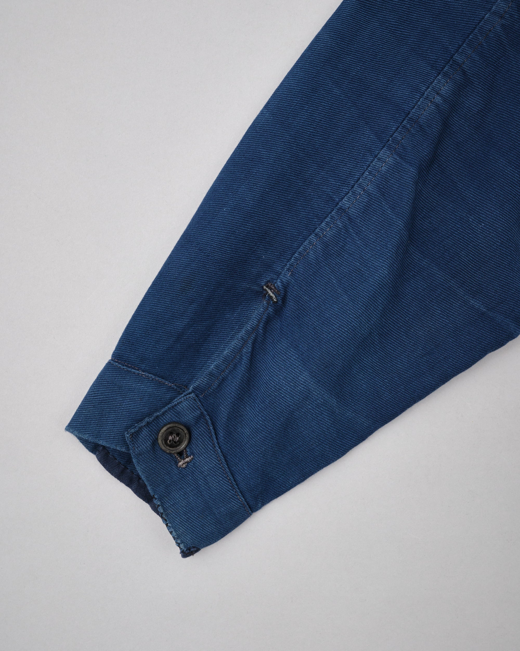 ［~30's］French Vintage Deep Blue Cotton Thin Twill Double Breasted Work Jacket "12 Buttons" "Homemade"