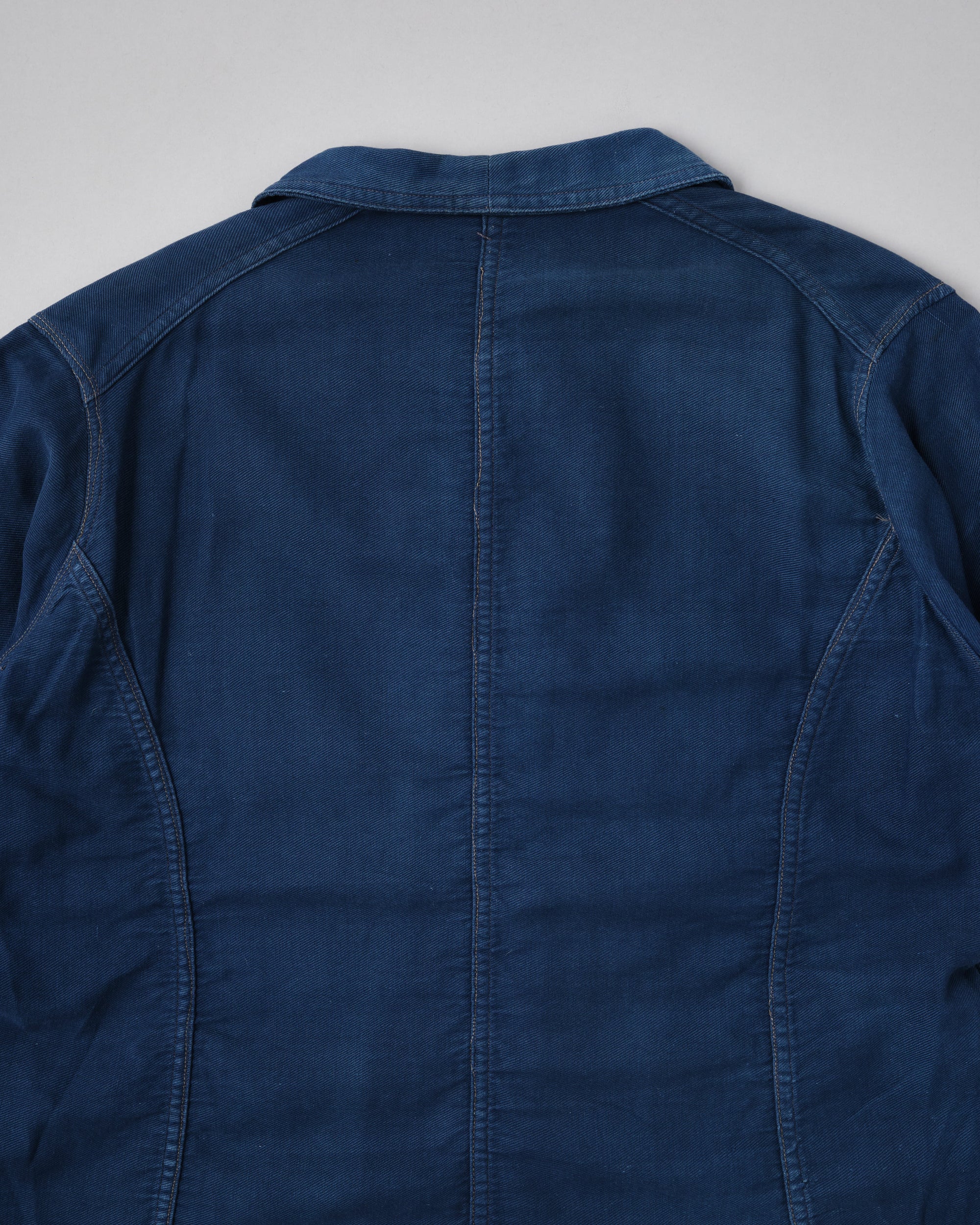 ［~30's］French Vintage Deep Blue Cotton Thin Twill Double Breasted Work Jacket "12 Buttons" "Homemade"