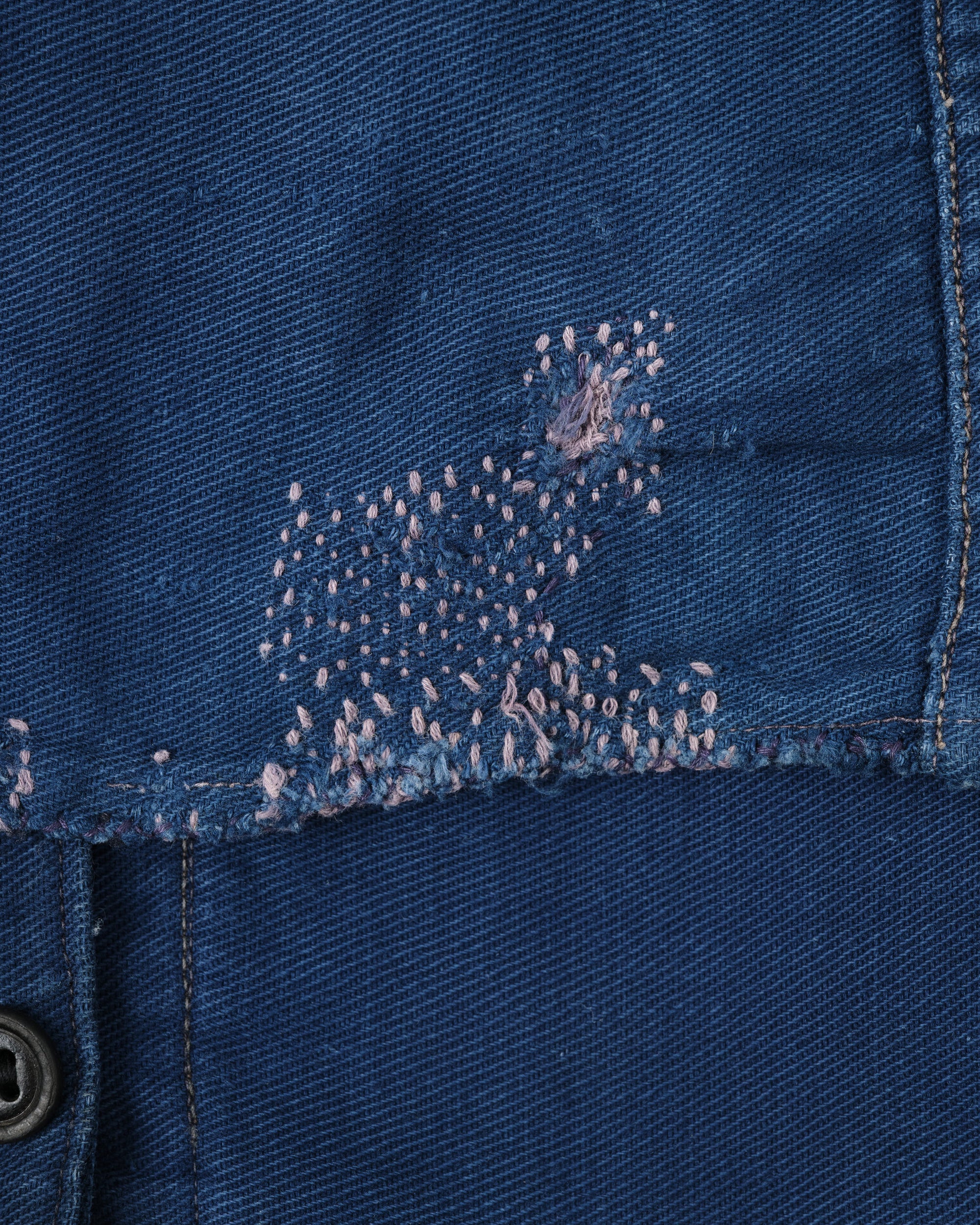 ［~30's］French Vintage Deep Blue Cotton Thin Twill Double Breasted Work Jacket "12 Buttons" "Homemade"