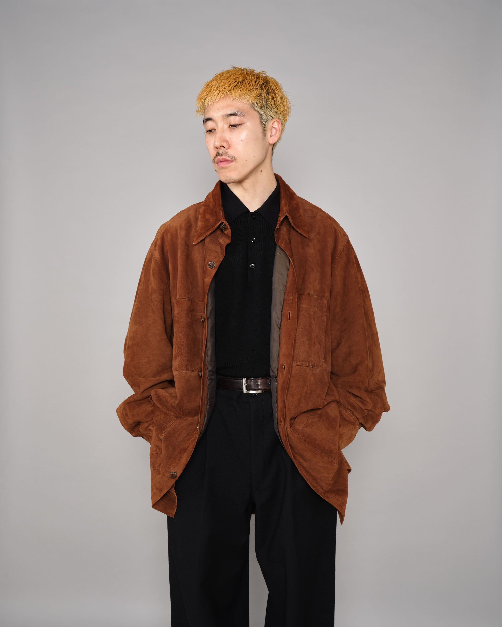 ［~90’s］Old SULKA Brown Suede Leather Shirt Jacket Size.42