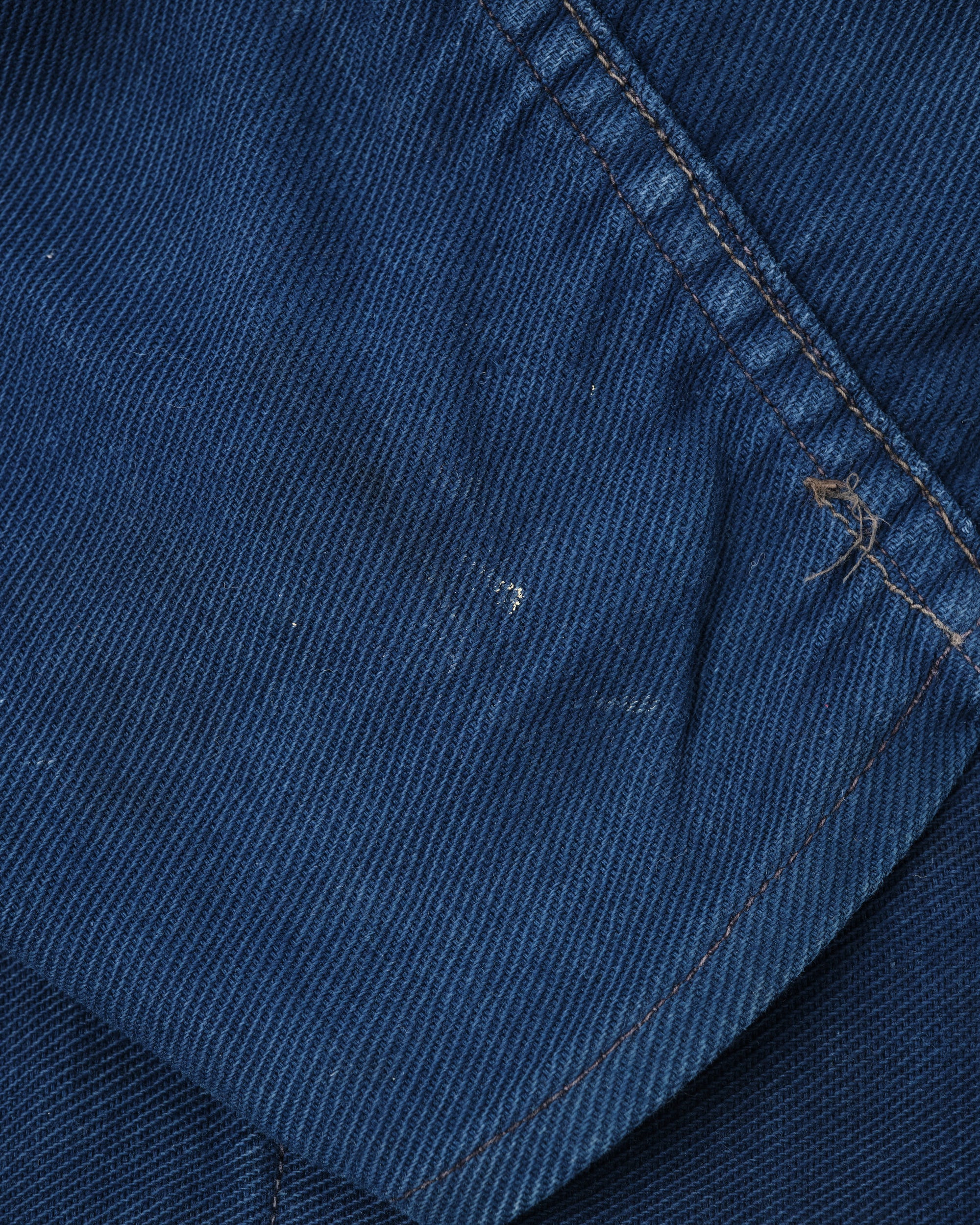 ［~30's］French Vintage Deep Blue Cotton Thin Twill Double Breasted Work Jacket "12 Buttons" "Homemade"