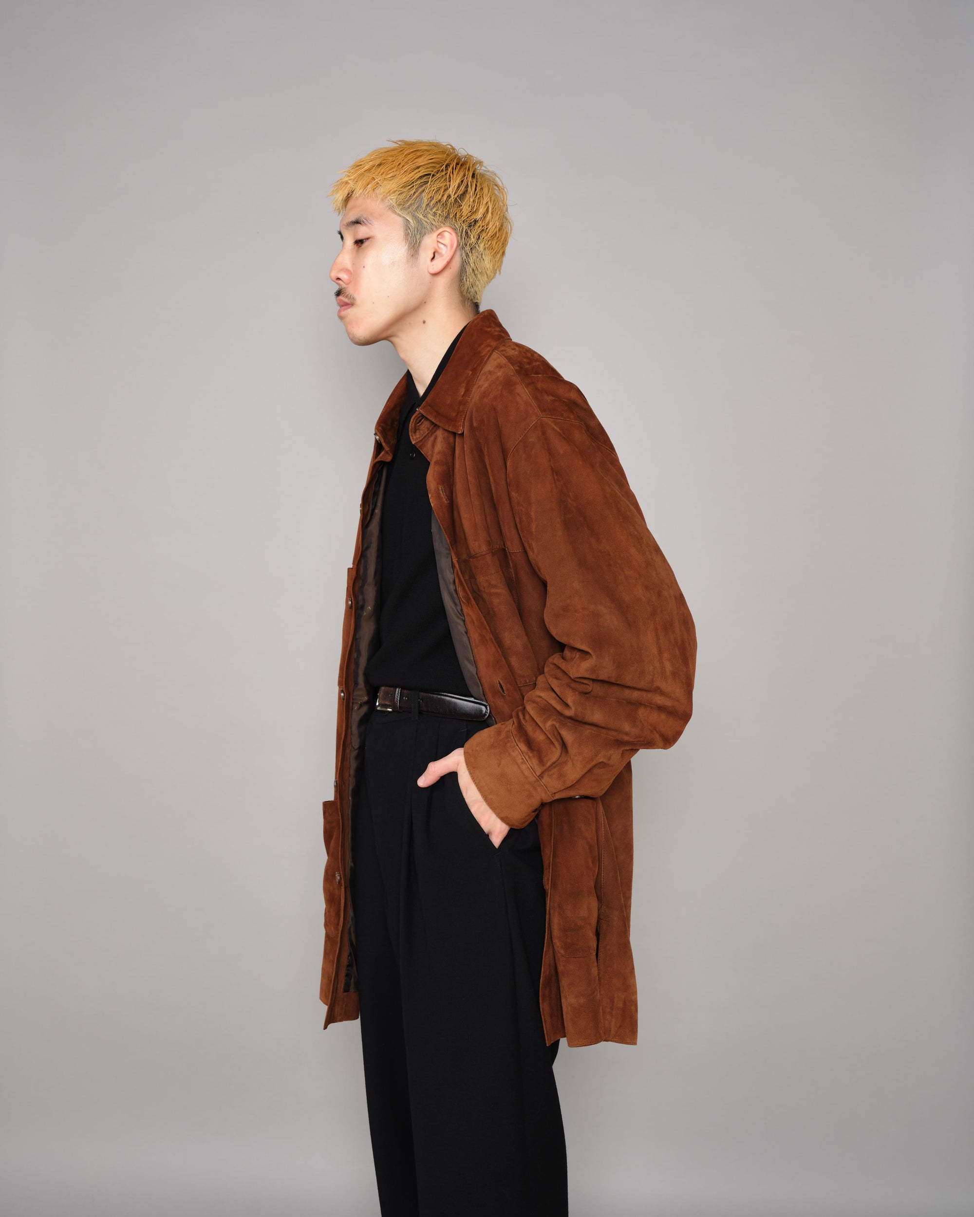 ［~90’s］Old SULKA Brown Suede Leather Shirt Jacket Size.42