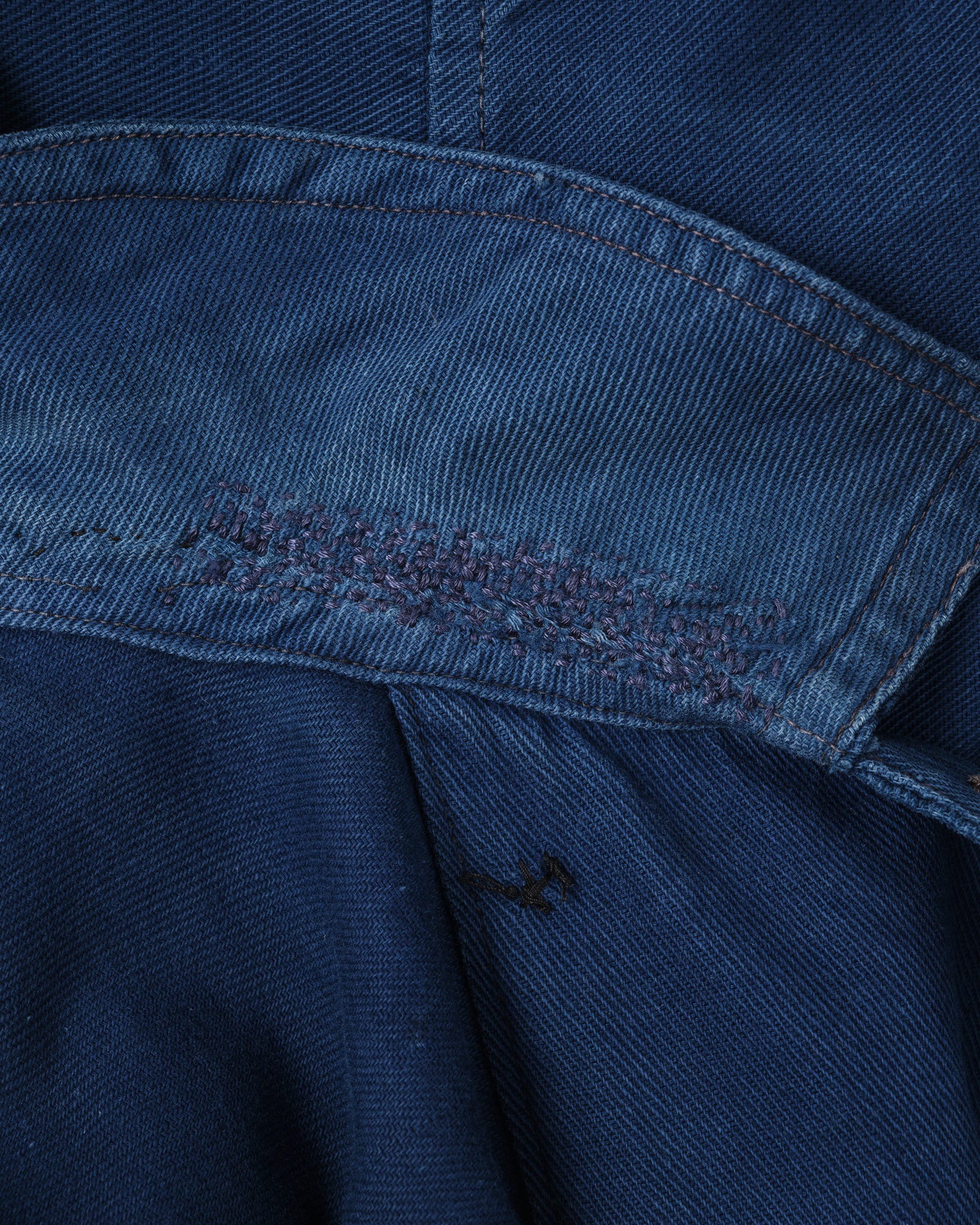 ［~30's］French Vintage Deep Blue Cotton Thin Twill Double Breasted Work Jacket "12 Buttons" "Homemade"