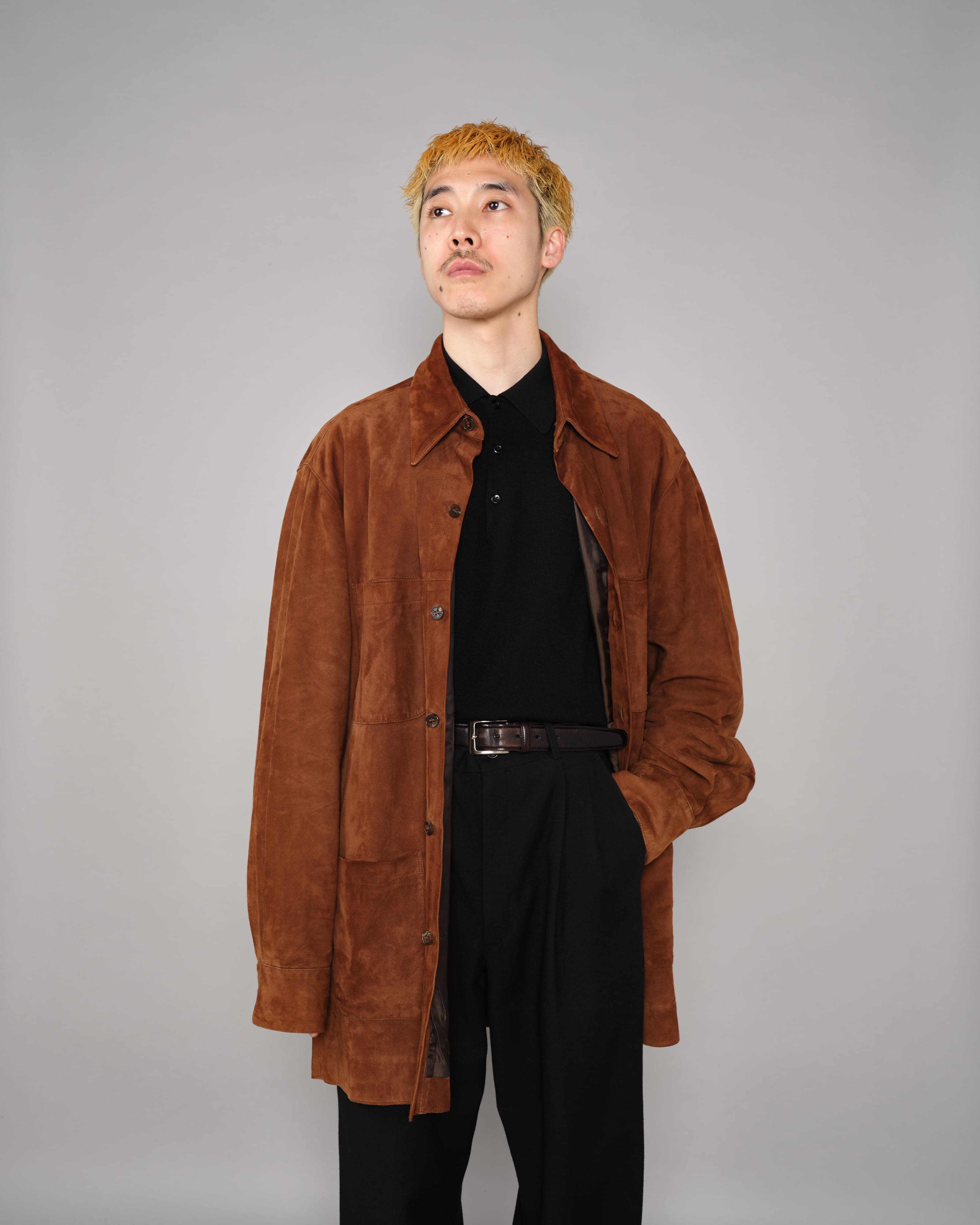 【~90’s】Old SULKA PARIS Brown Suede Leather Shirt Jacket Size.42