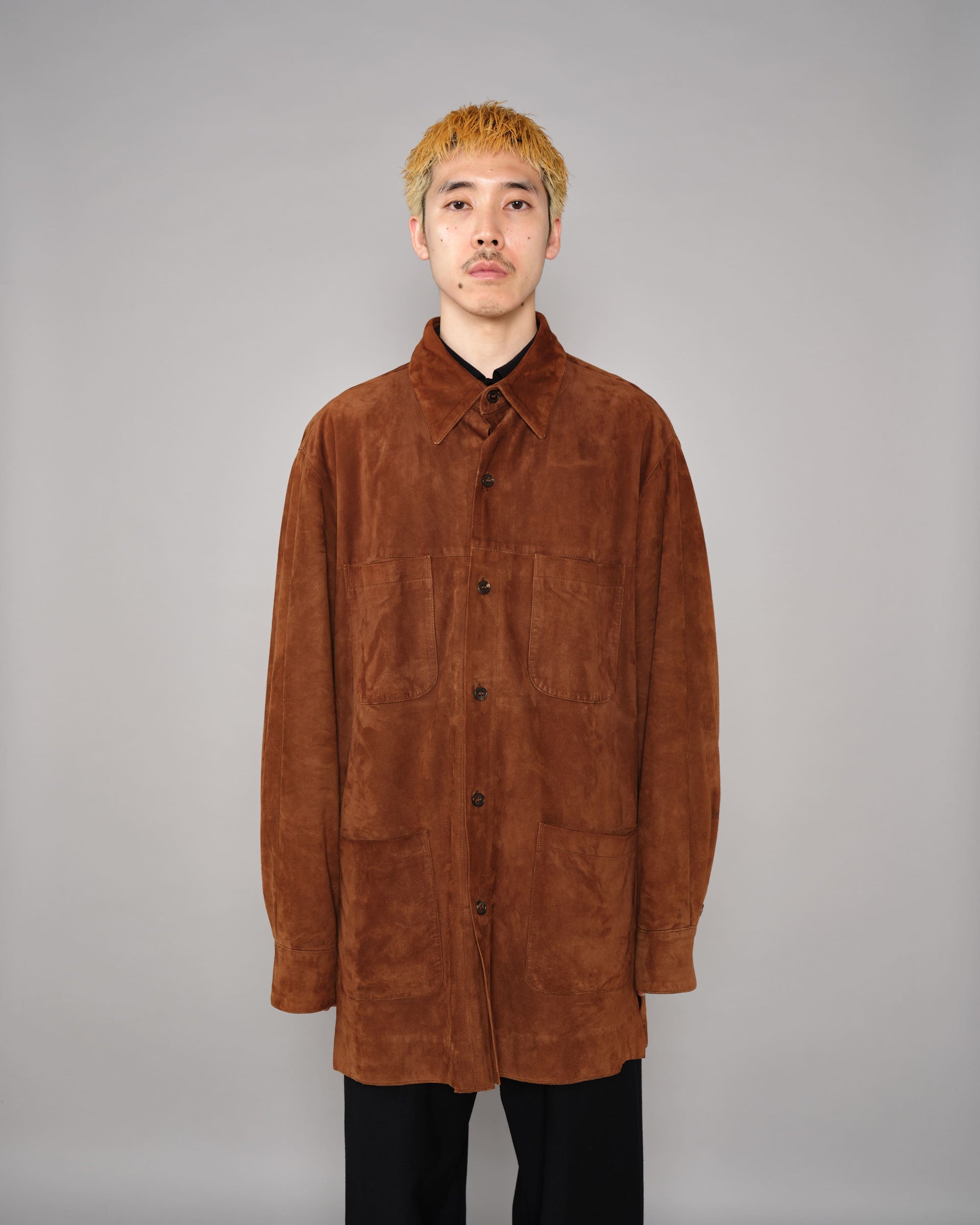 ［~90’s］Old SULKA Brown Suede Leather Shirt Jacket Size.42