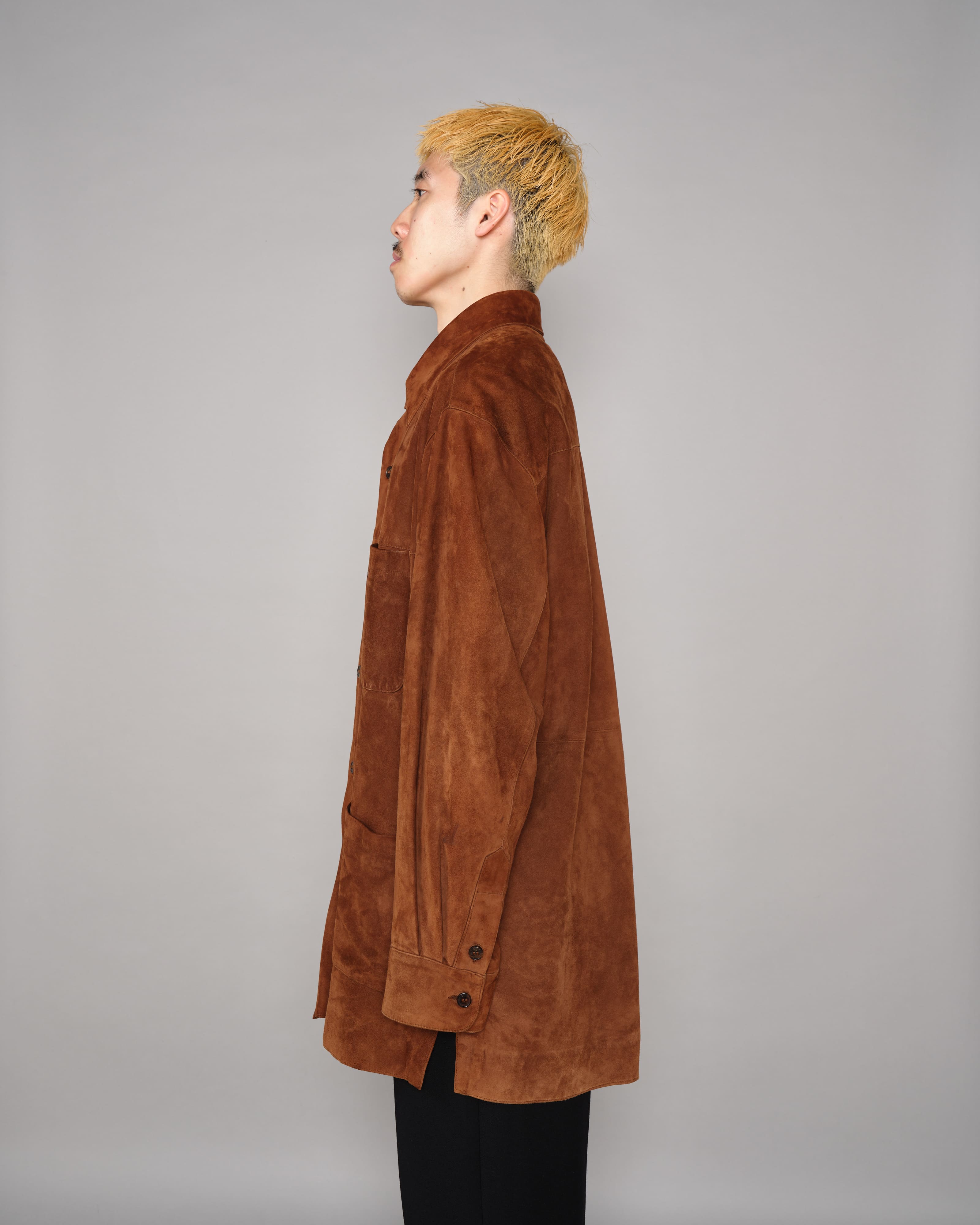 【~90’s】Old SULKA PARIS Brown Suede Leather Shirt Jacket Size.42