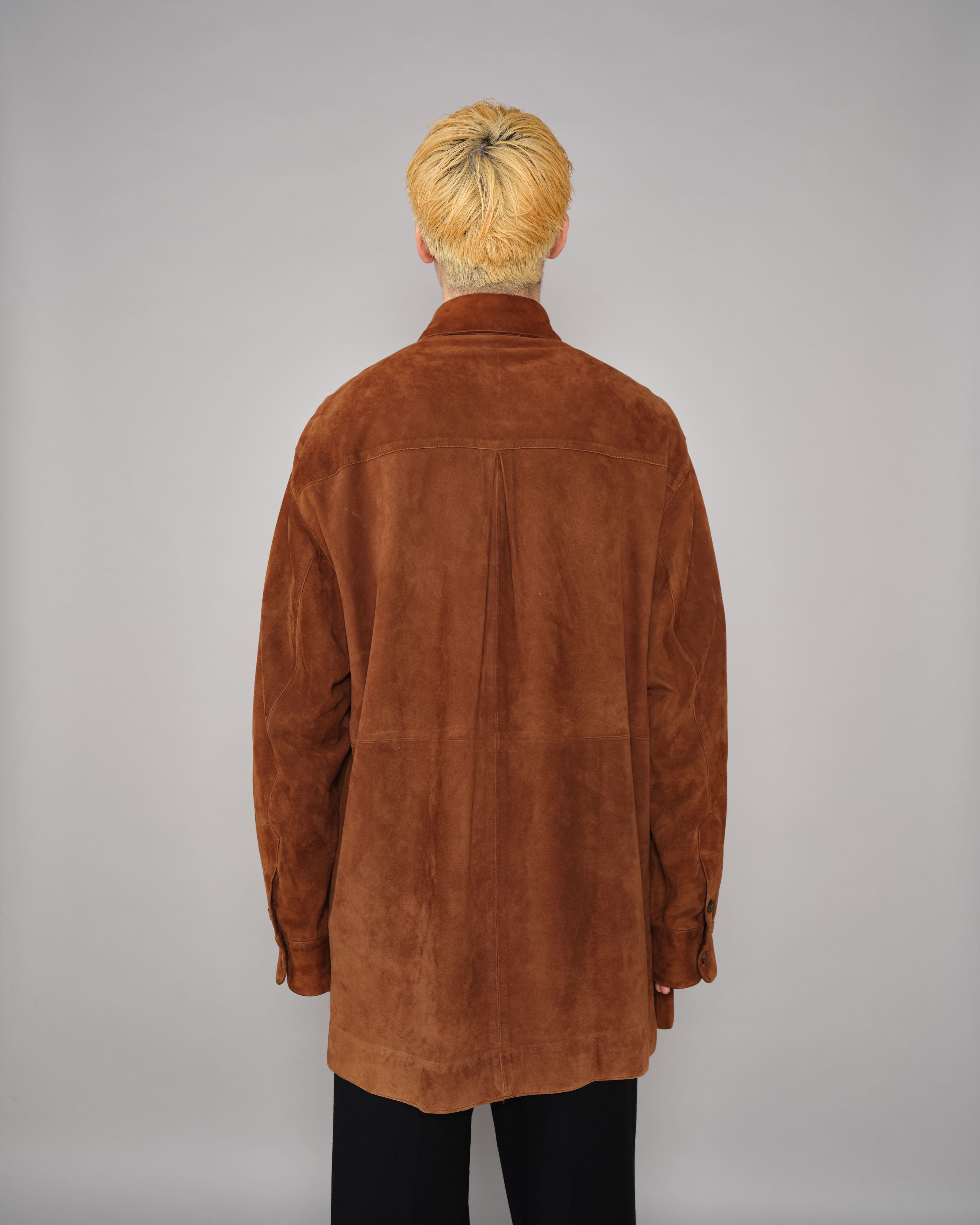 【~90’s】Old SULKA PARIS Brown Suede Leather Shirt Jacket Size.42