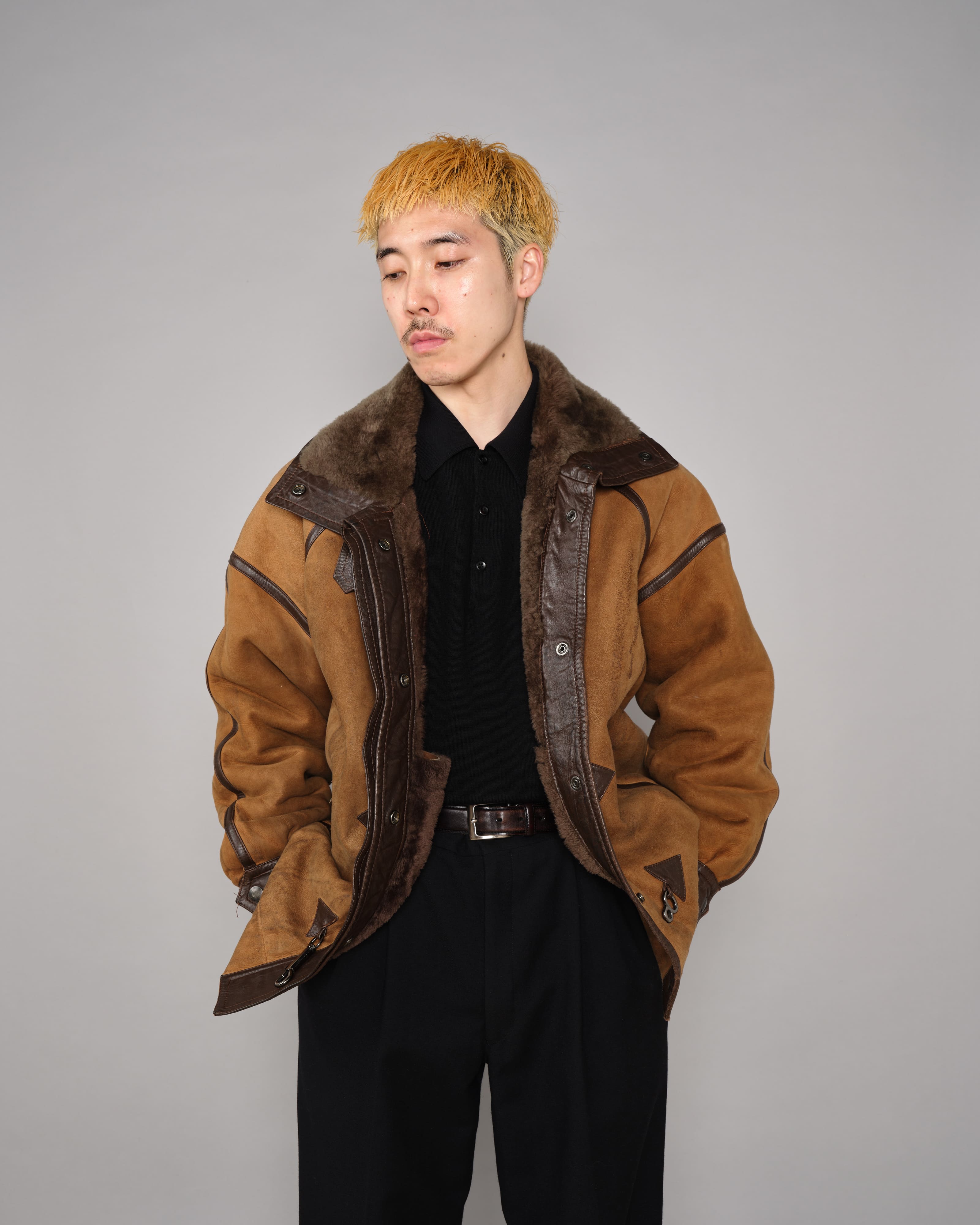 【~90's】Old Yves Saint Laurent Shearling Jacket "Fourrures"