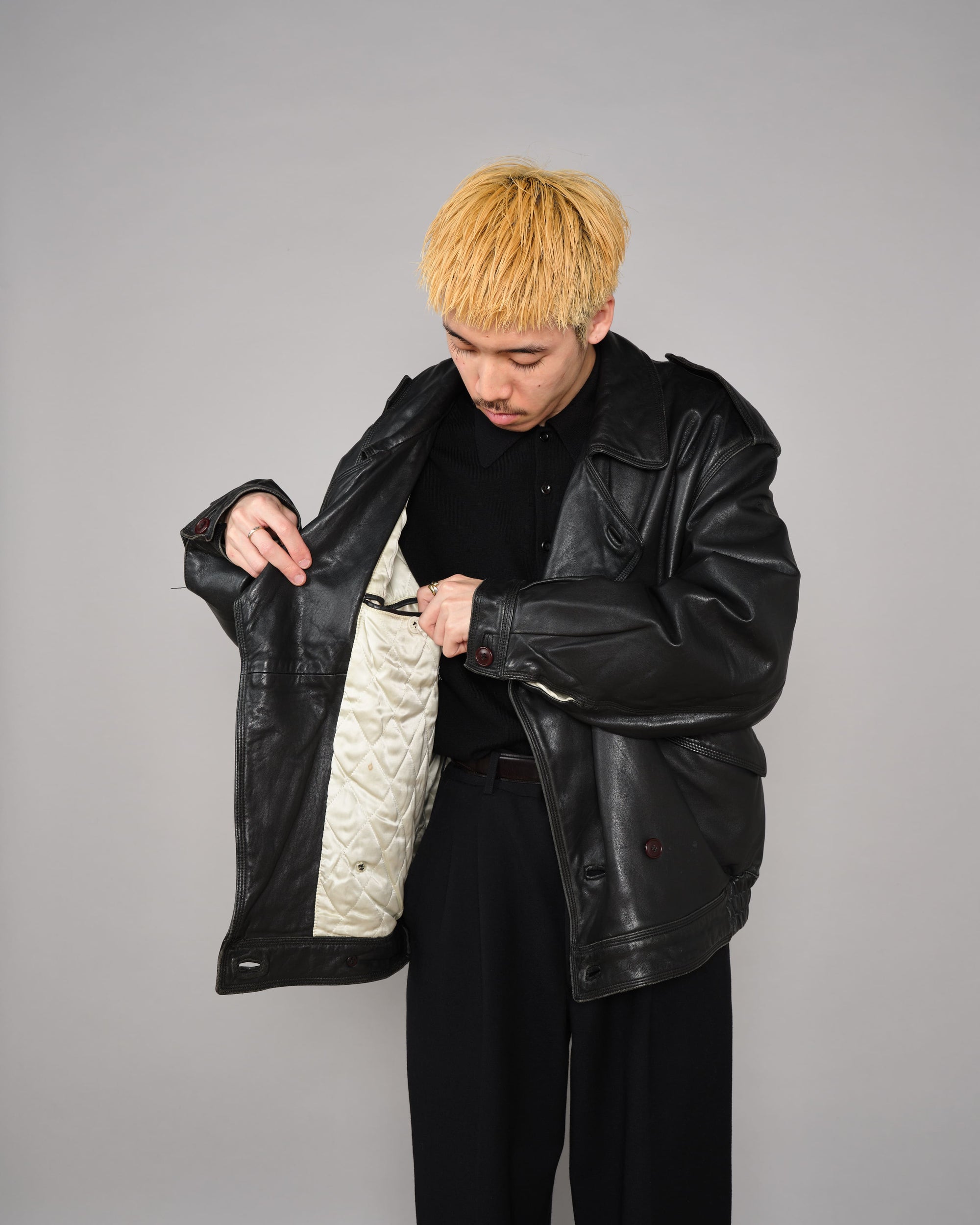 【~70’s】Old GUCCI Black Leather Blouson Size.50