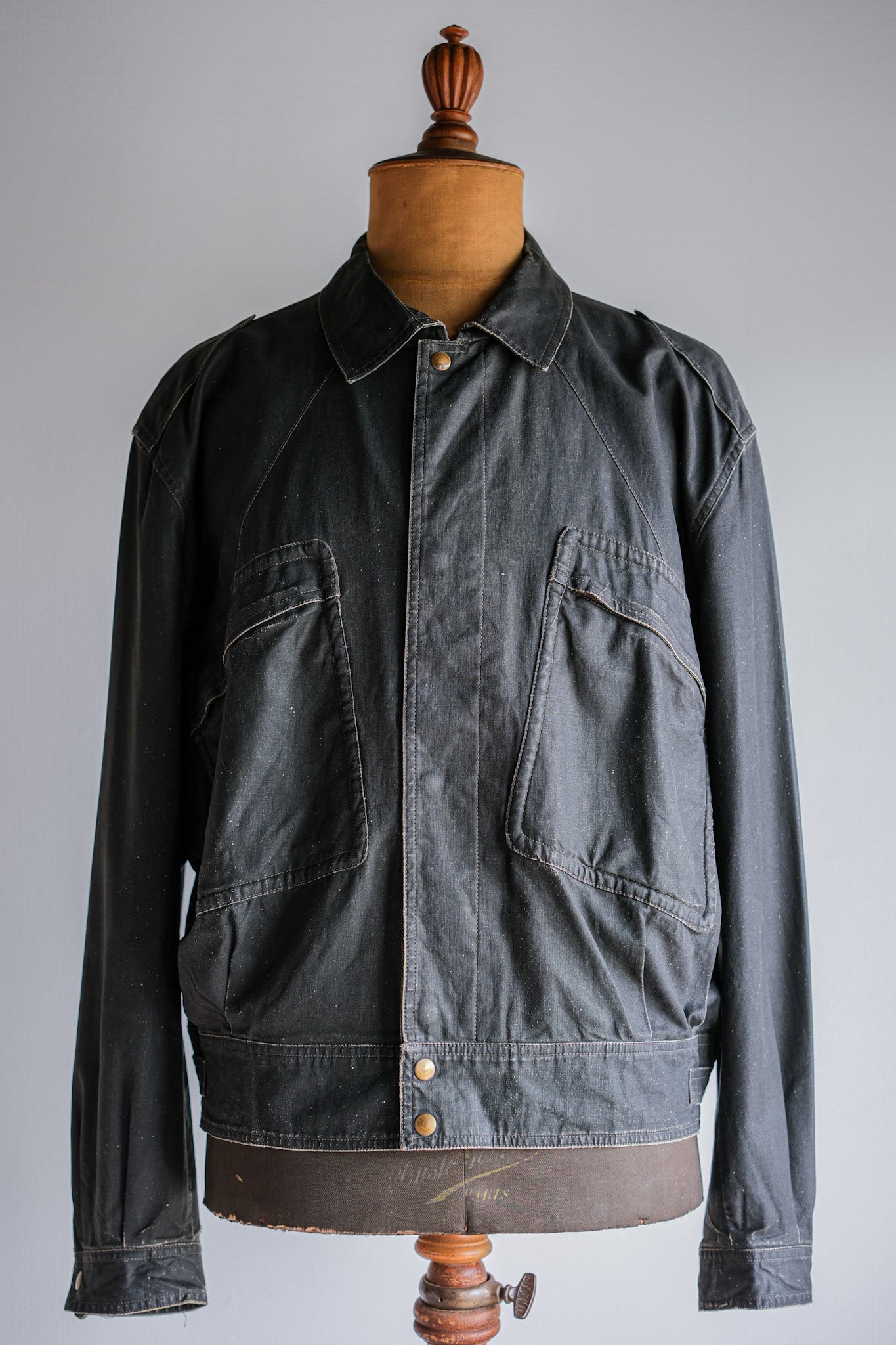 [~80's] Old EMPORIO ARMANI Black Cotton Linen Jacket