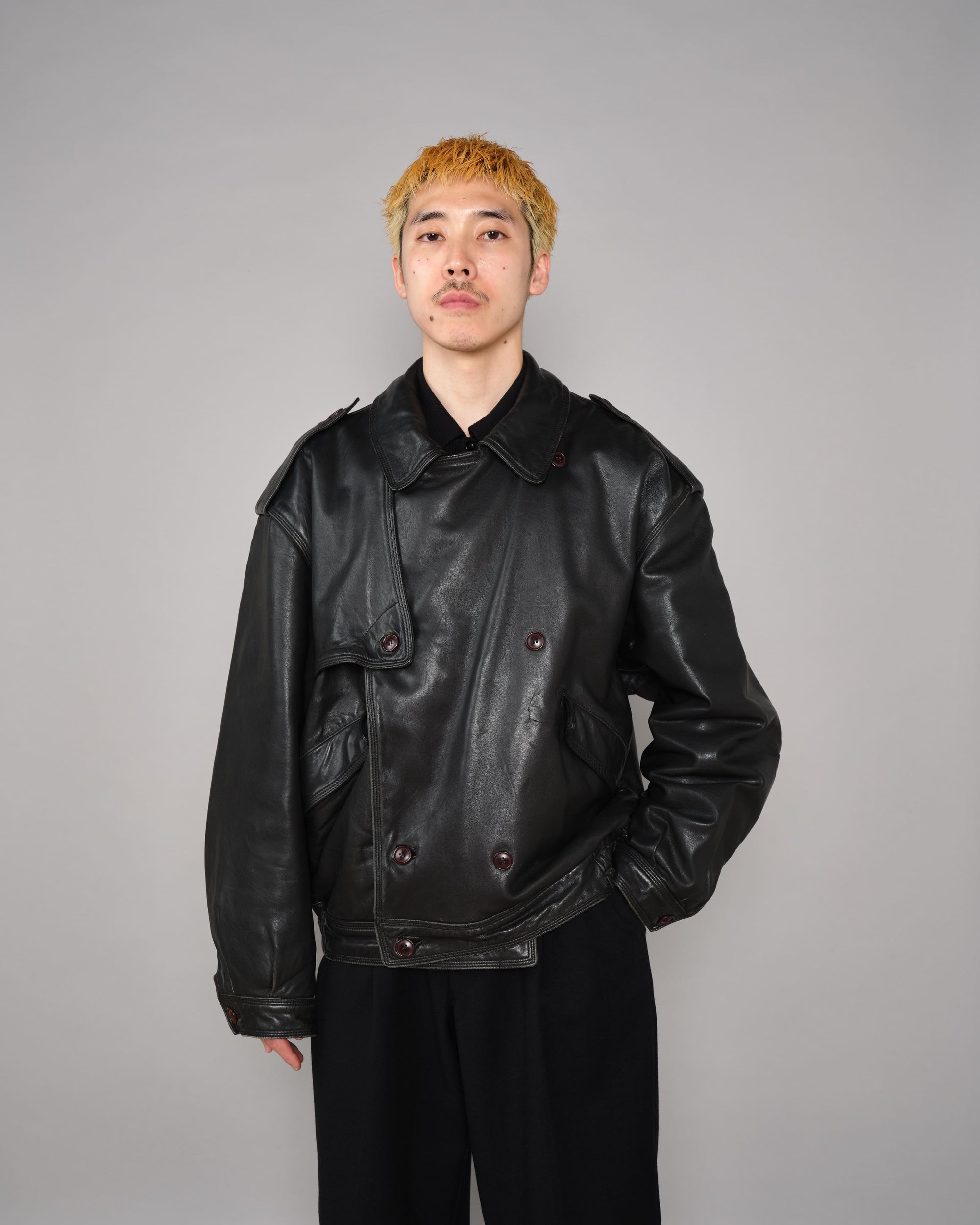 【~70’s】Old GUCCI Black Leather Blouson Size.50