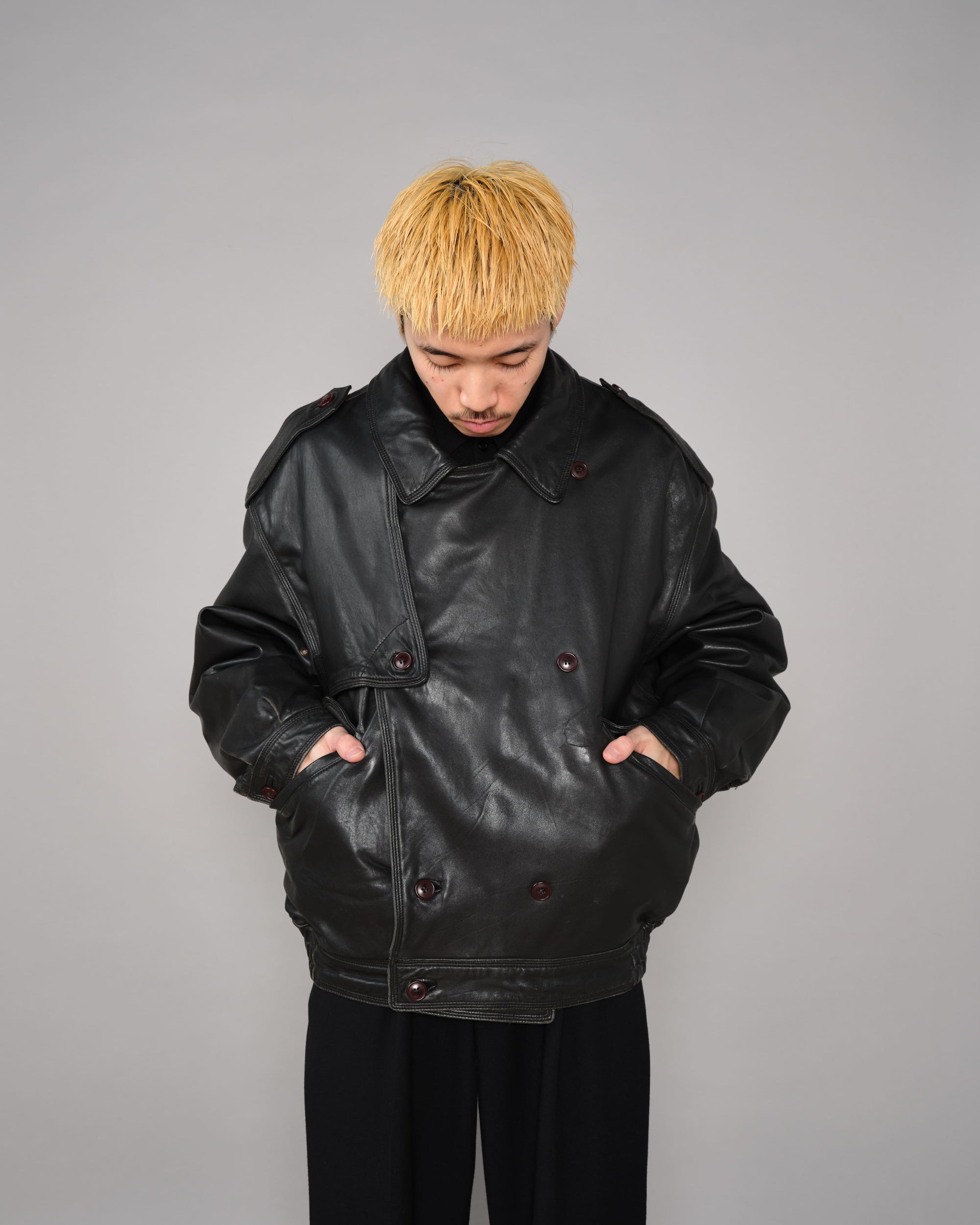 【~70’s】Old GUCCI Black Leather Blouson Size.50