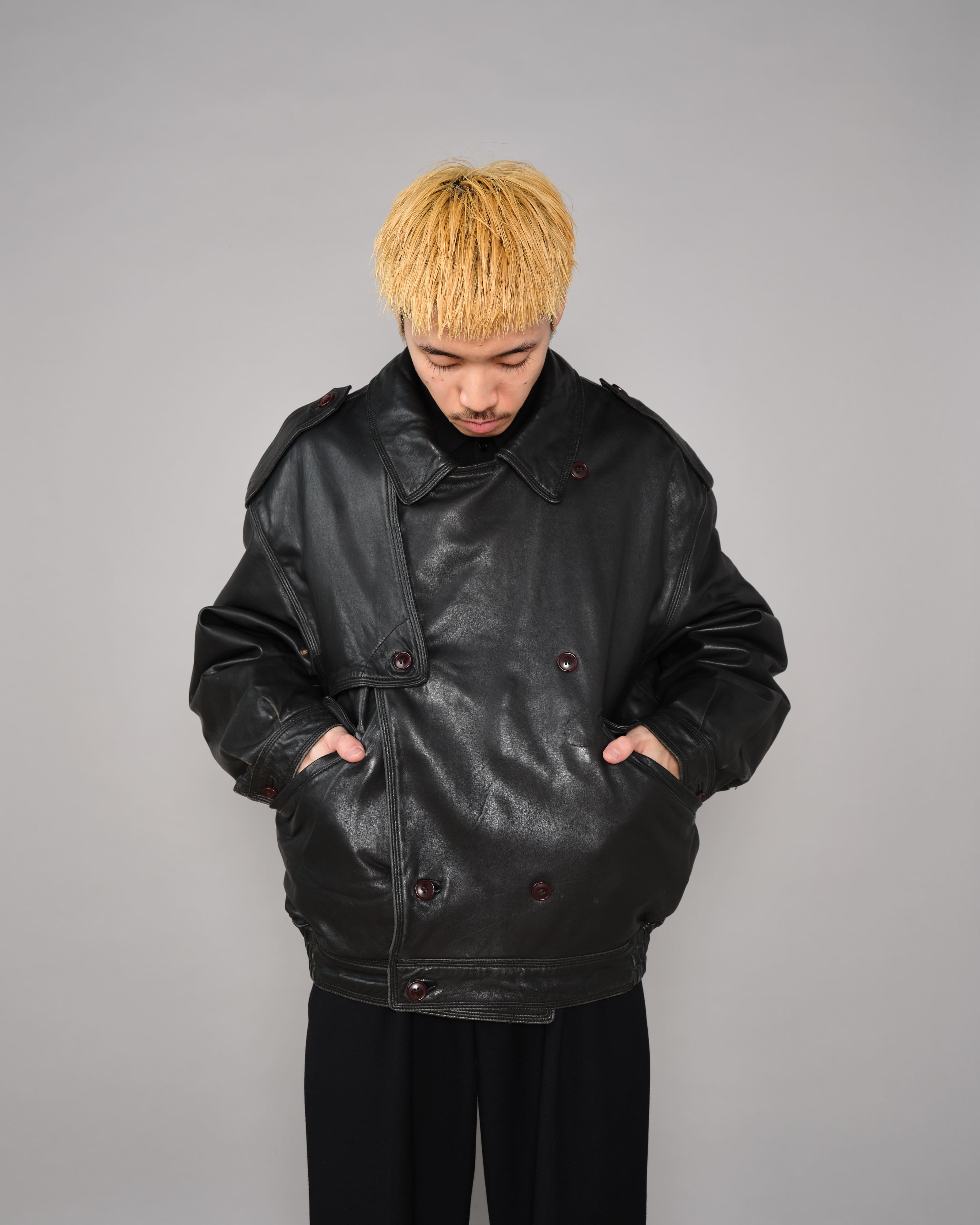 [~ 70's] Vieux Blouson en cuir noir GUCCI Taille.50