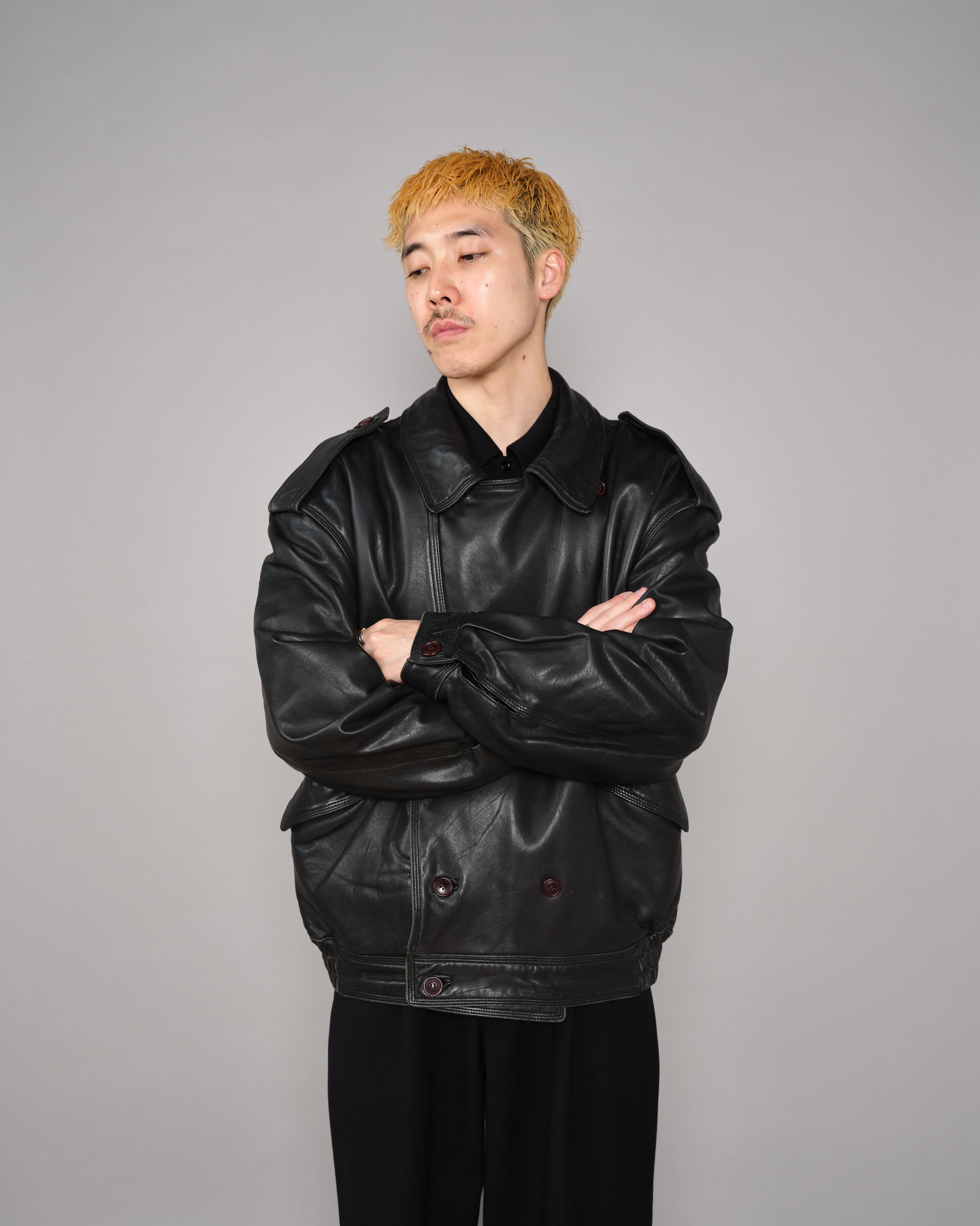 [~ 70's] Vieux Blouson en cuir noir GUCCI Taille.50