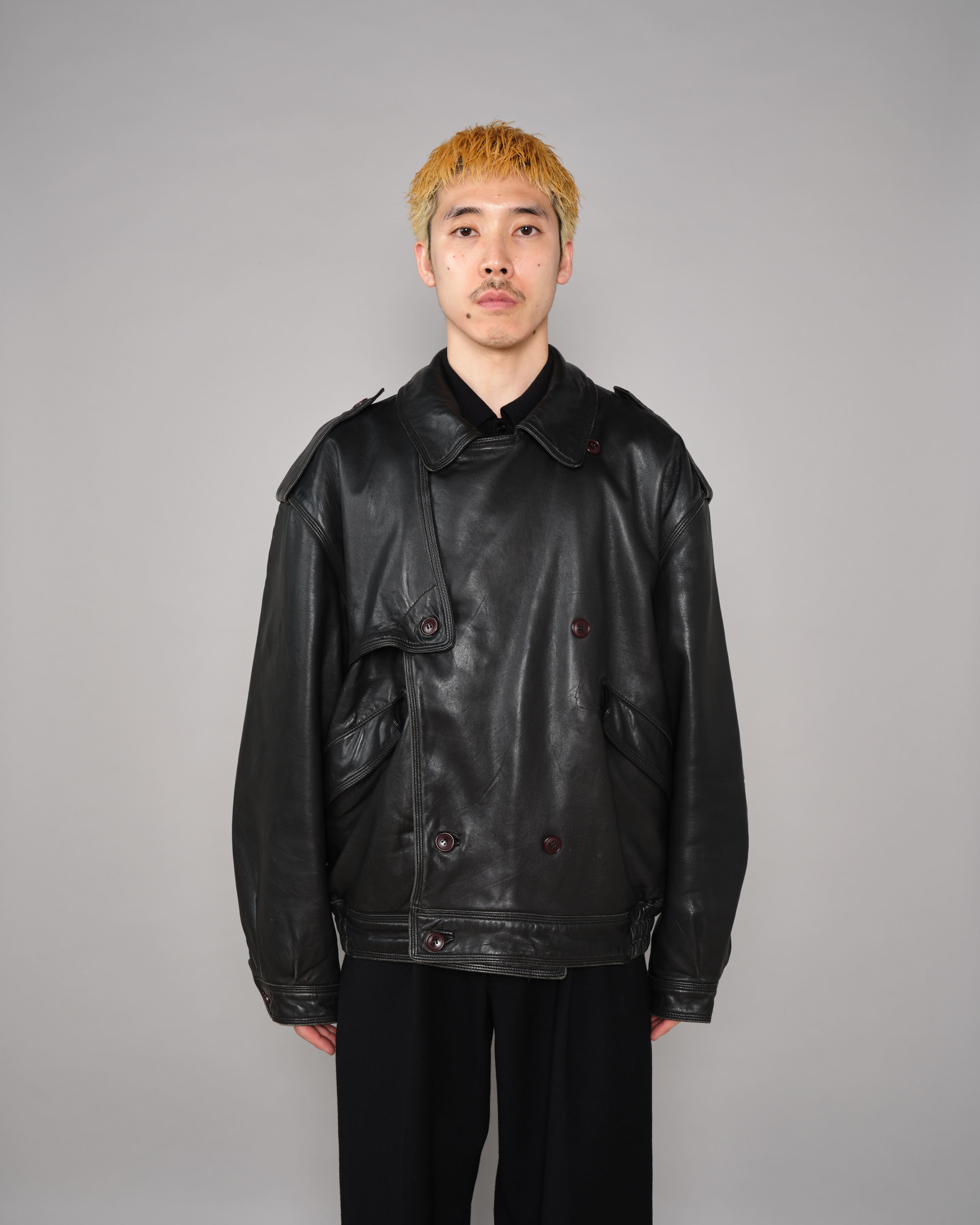 [~ 70's] Vieux Blouson en cuir noir GUCCI Taille.50