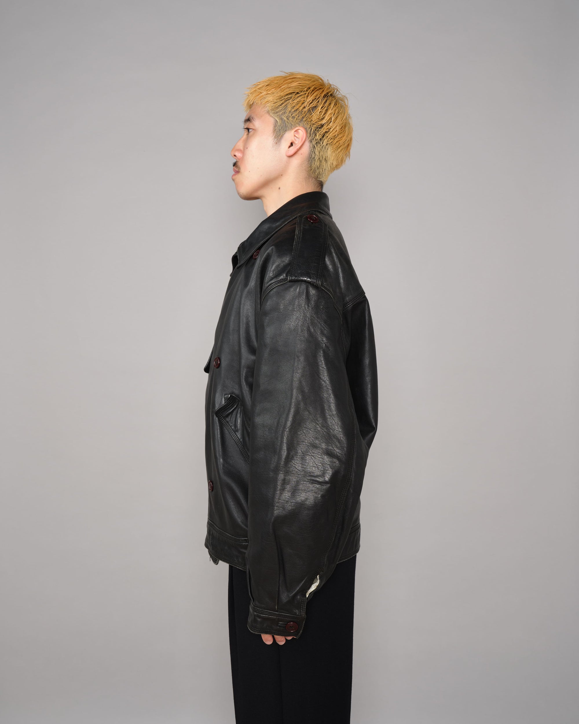 【~70’s】Old GUCCI Black Leather Blouson Size.50