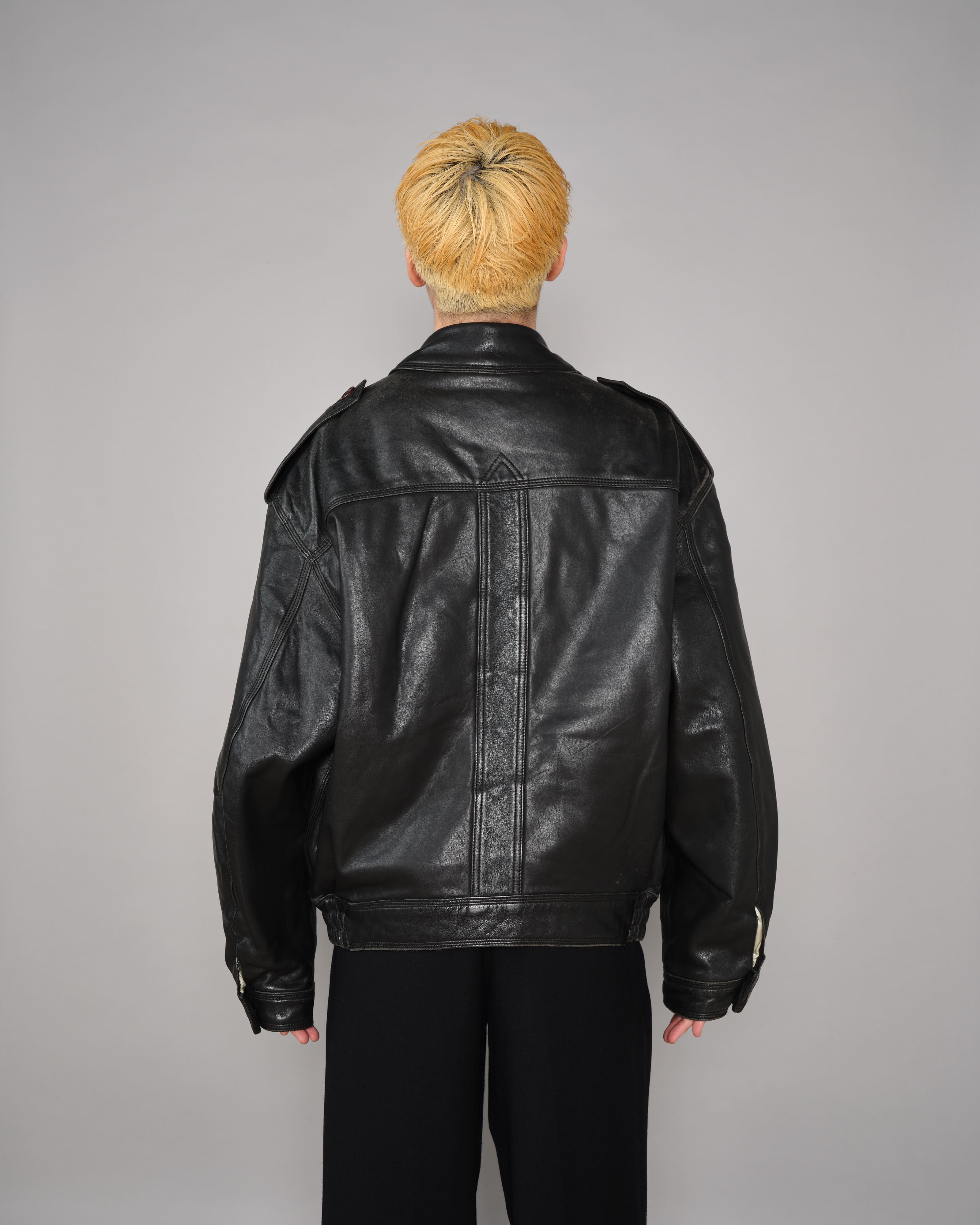 [~ 70's] Vieux Blouson en cuir noir GUCCI Taille.50