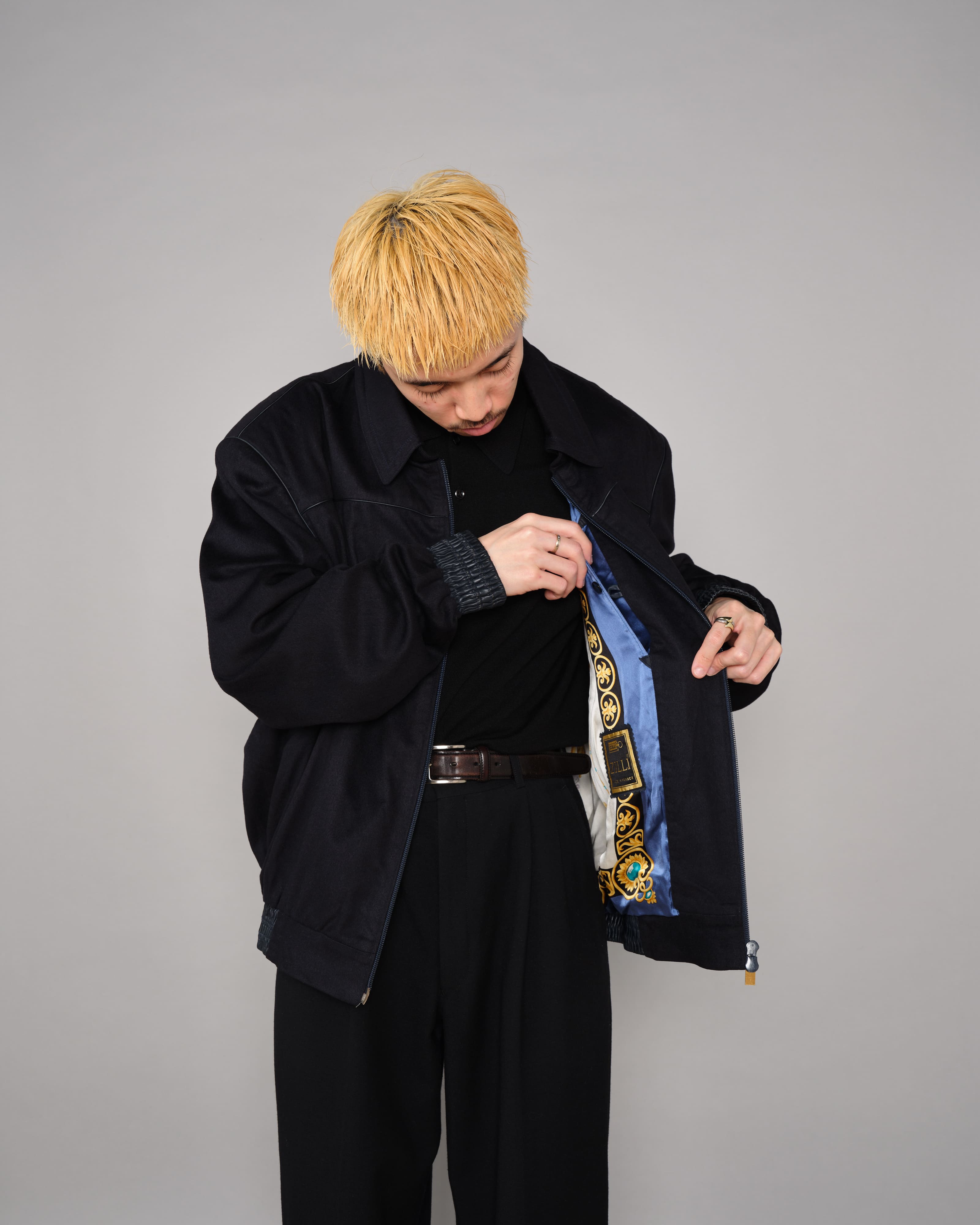 【~90's】Old ZILLI Cashmere Silk Zip Up Blouson Size.54