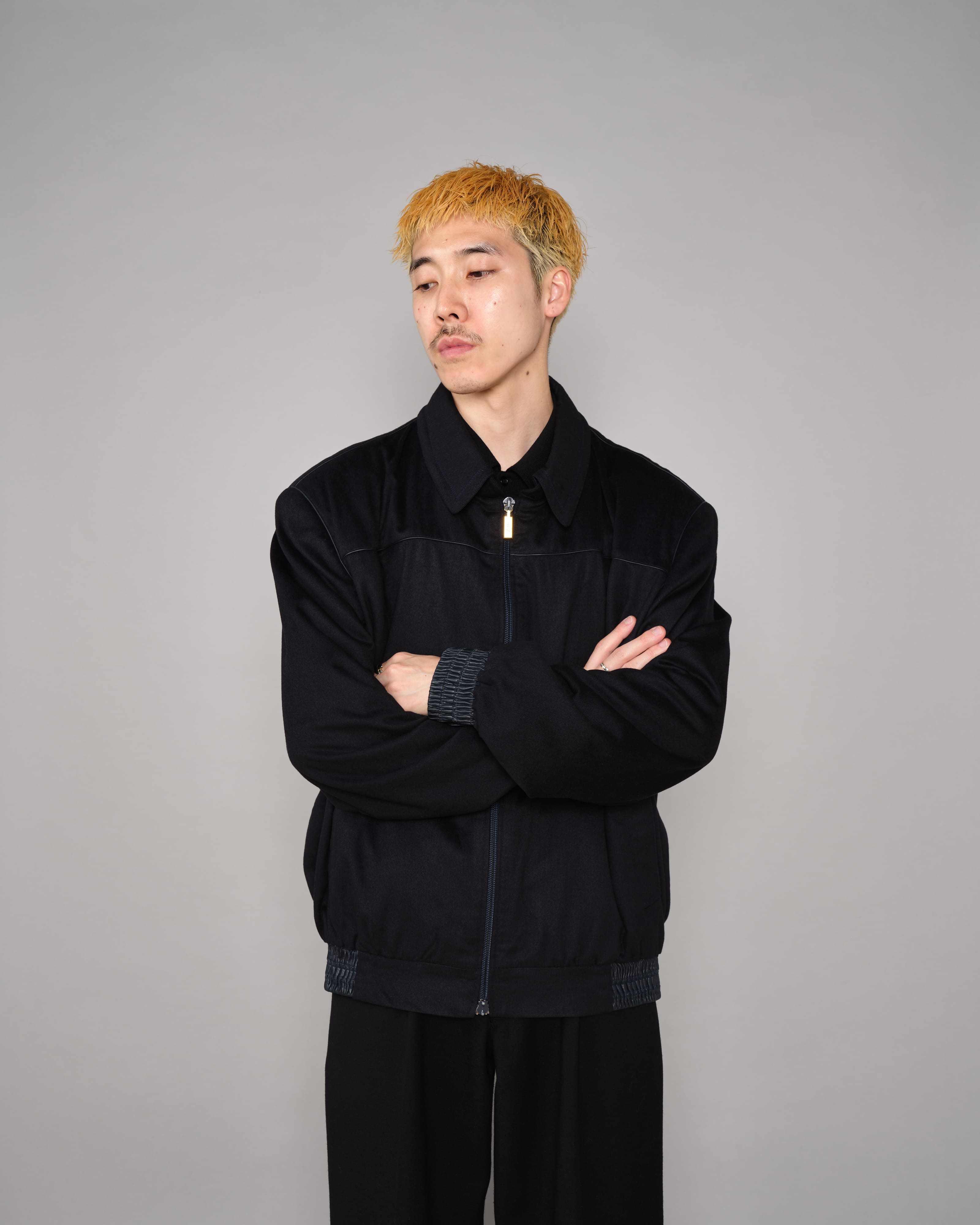 【~90's】Old ZILLI Cashmere Silk Zip Up Blouson Size.54