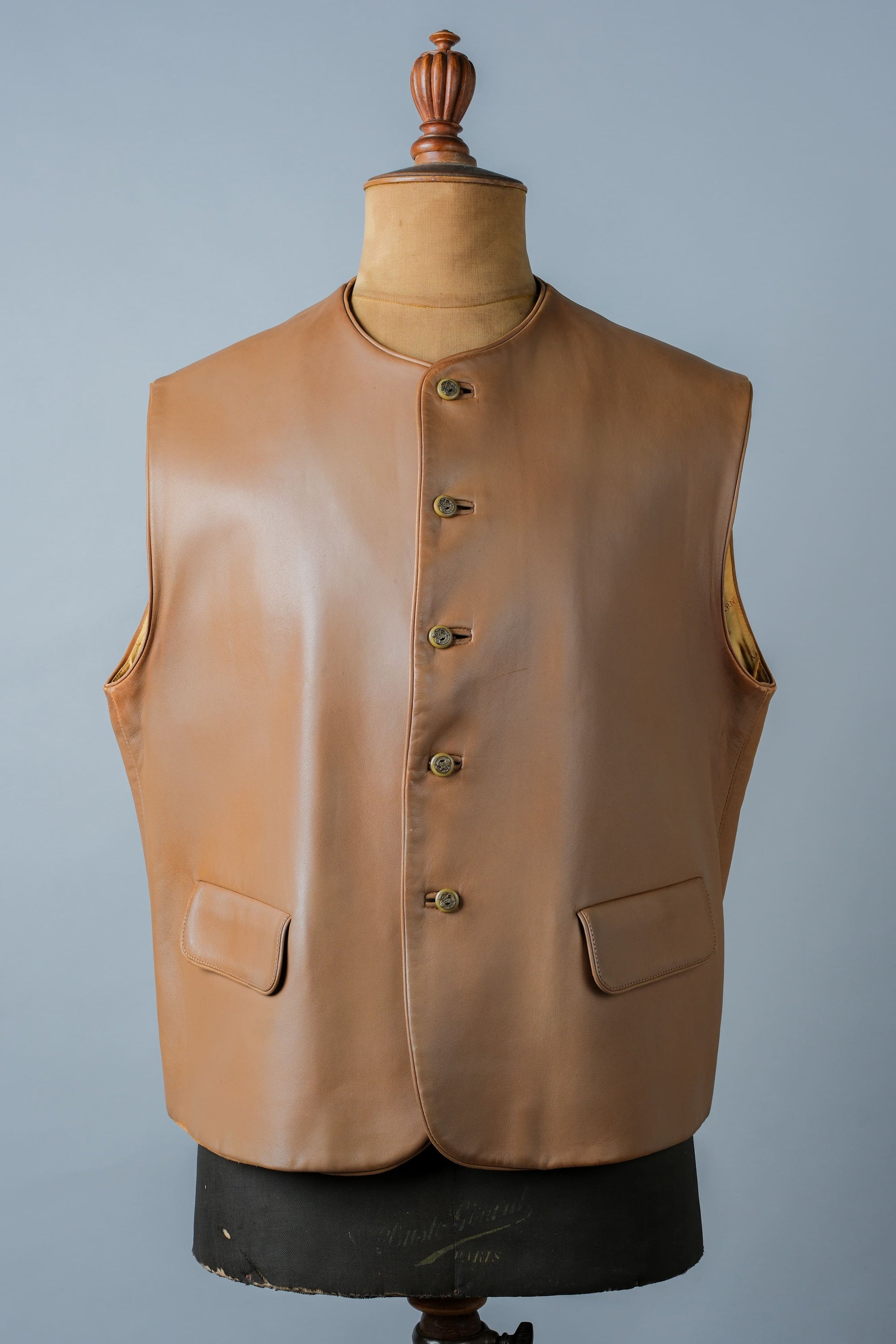 ［~00's］Old ARNYS PARIS Lambskin Leather Gilet Size.54 "Bordé"