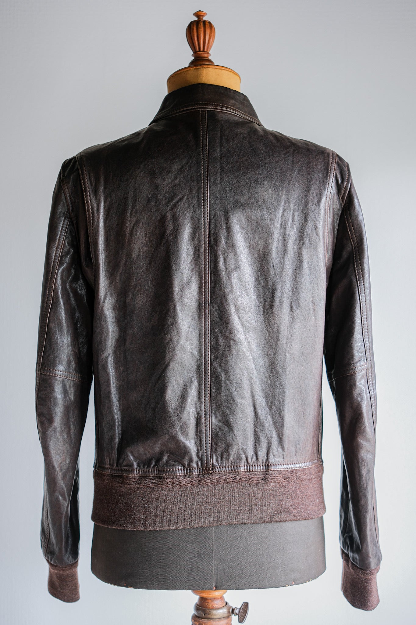 [~2010's] Old PRADA LINEA ROSSA Brown Leather Blouson Size.48 "PRADA SPORT"