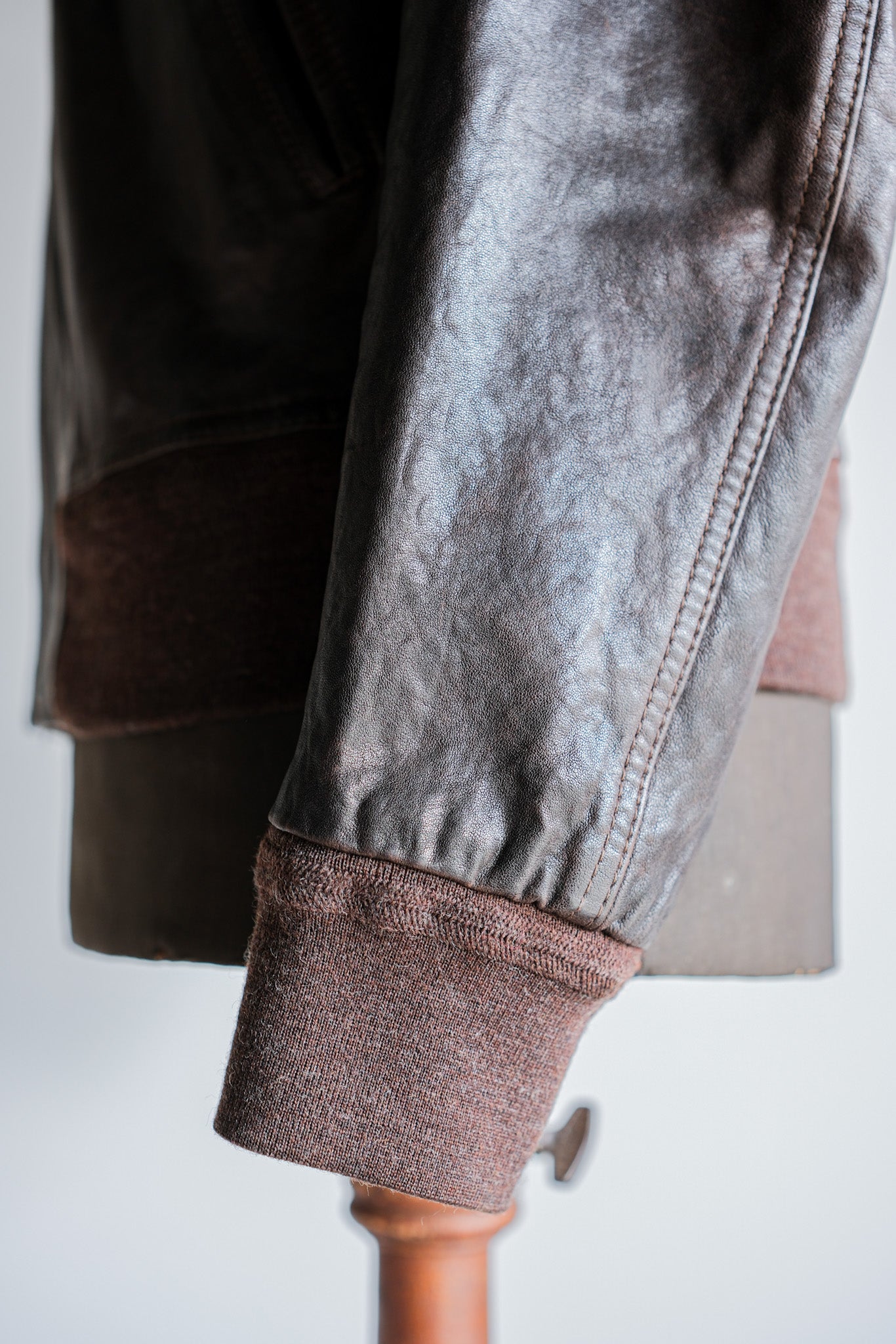 [~2010's] Old PRADA LINEA ROSSA Brown Leather Blouson Size.48 "PRADA SPORT"