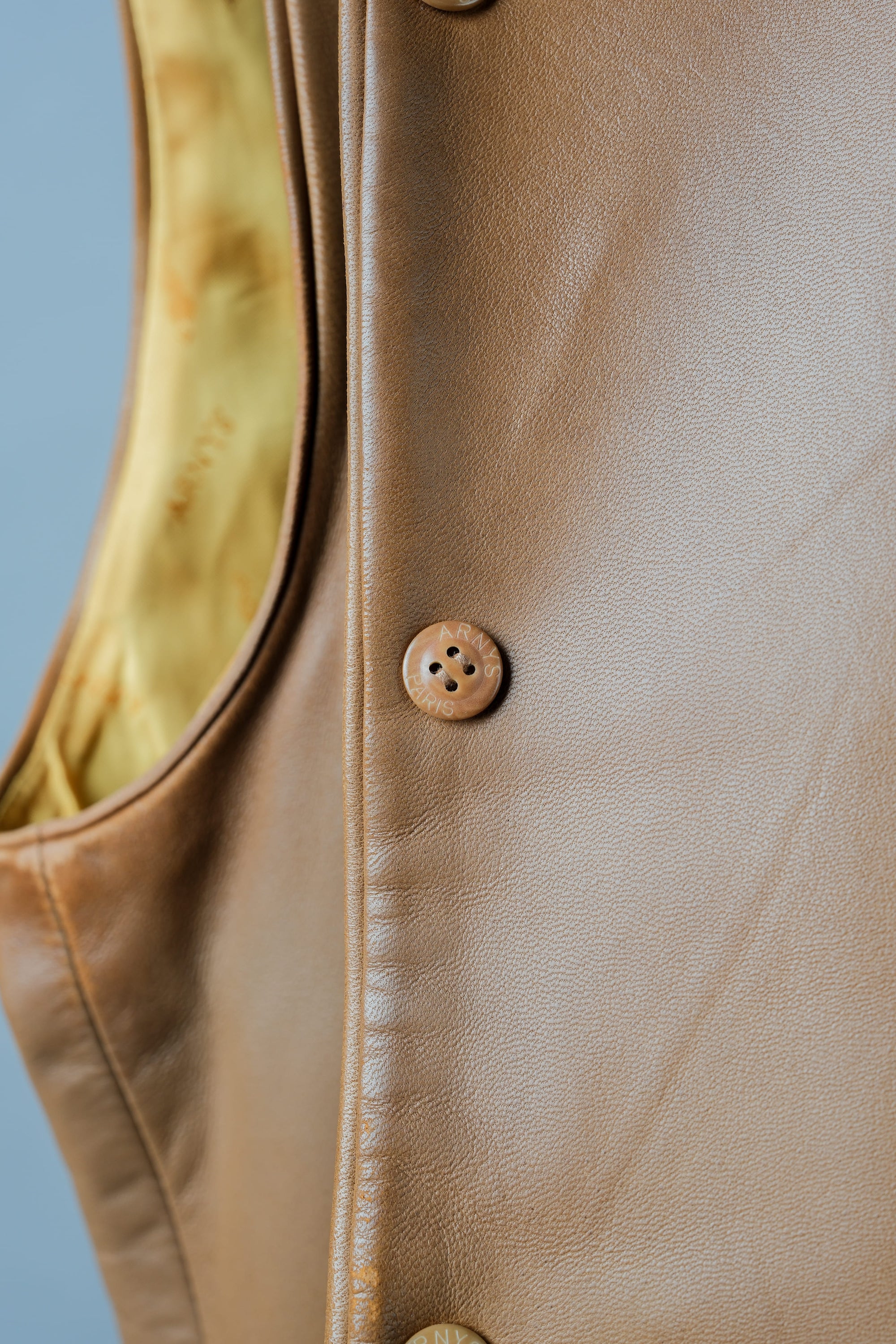 ［~00's］Old ARNYS PARIS Lambskin Leather Gilet Size.54 "Bordé"
