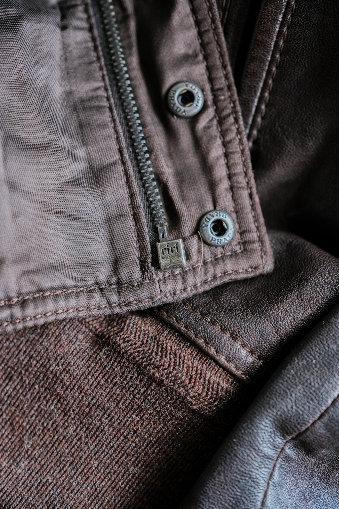 ［~2010's］Old PRADA LINEA ROSSA Brown Leather Blouson Size.48 "PRADA SPORT"