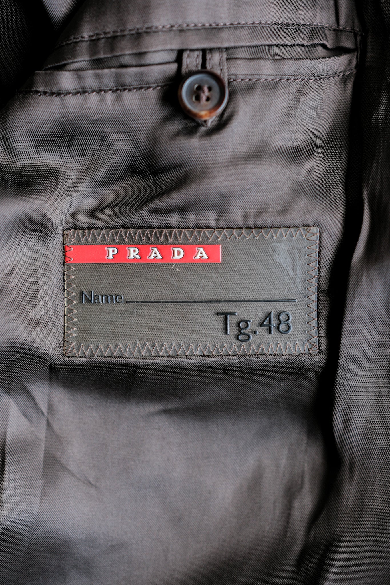 [~ 2010's] Old Prada Linea Rossa หนังสีน้ำตาล blouson size.48 "Prada Sport"