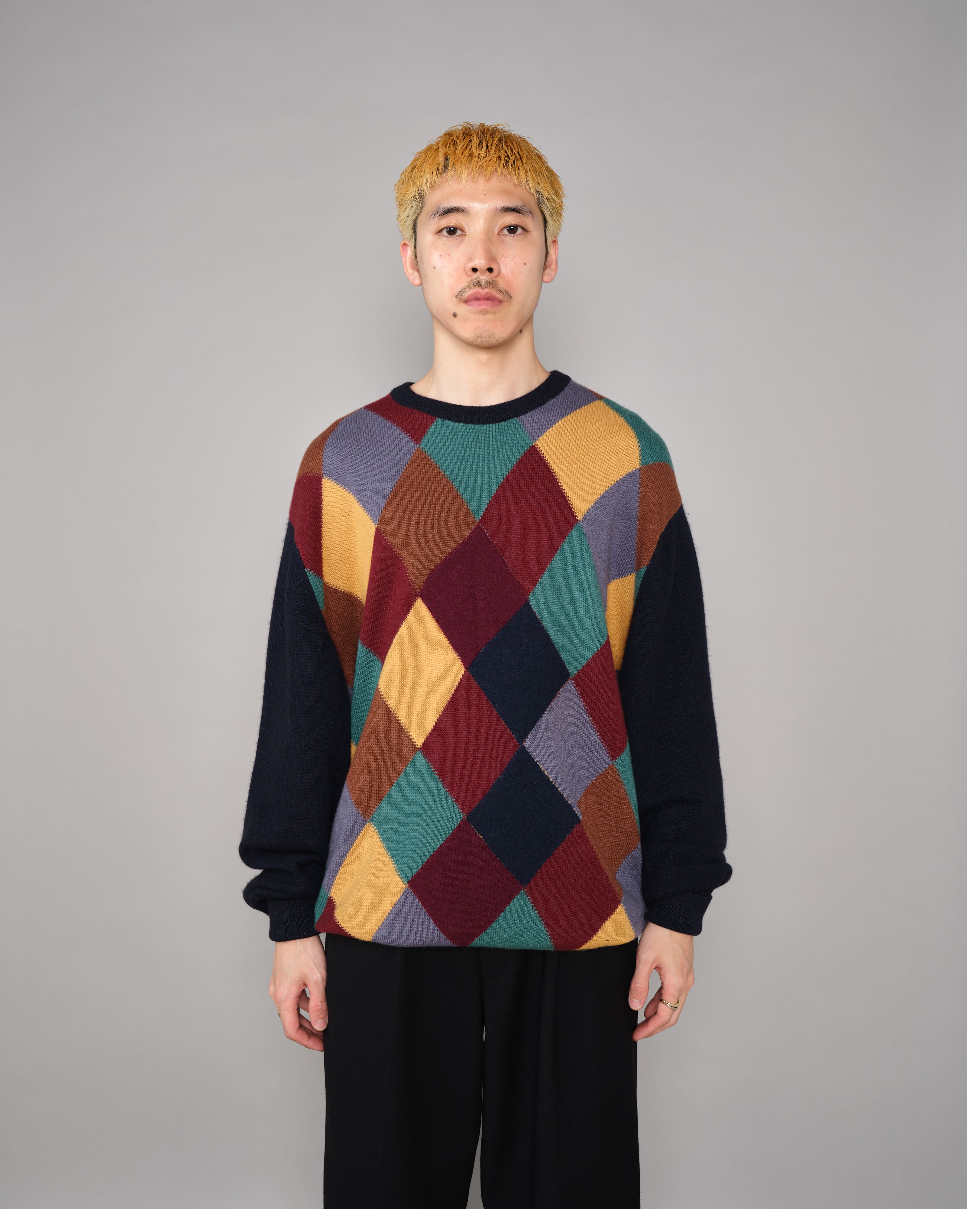 【~90's】Old BALLANTYNE Pure Cashmere Argyle Pattern Crew-Neck Sweater Size.48 "Harrods 別注"