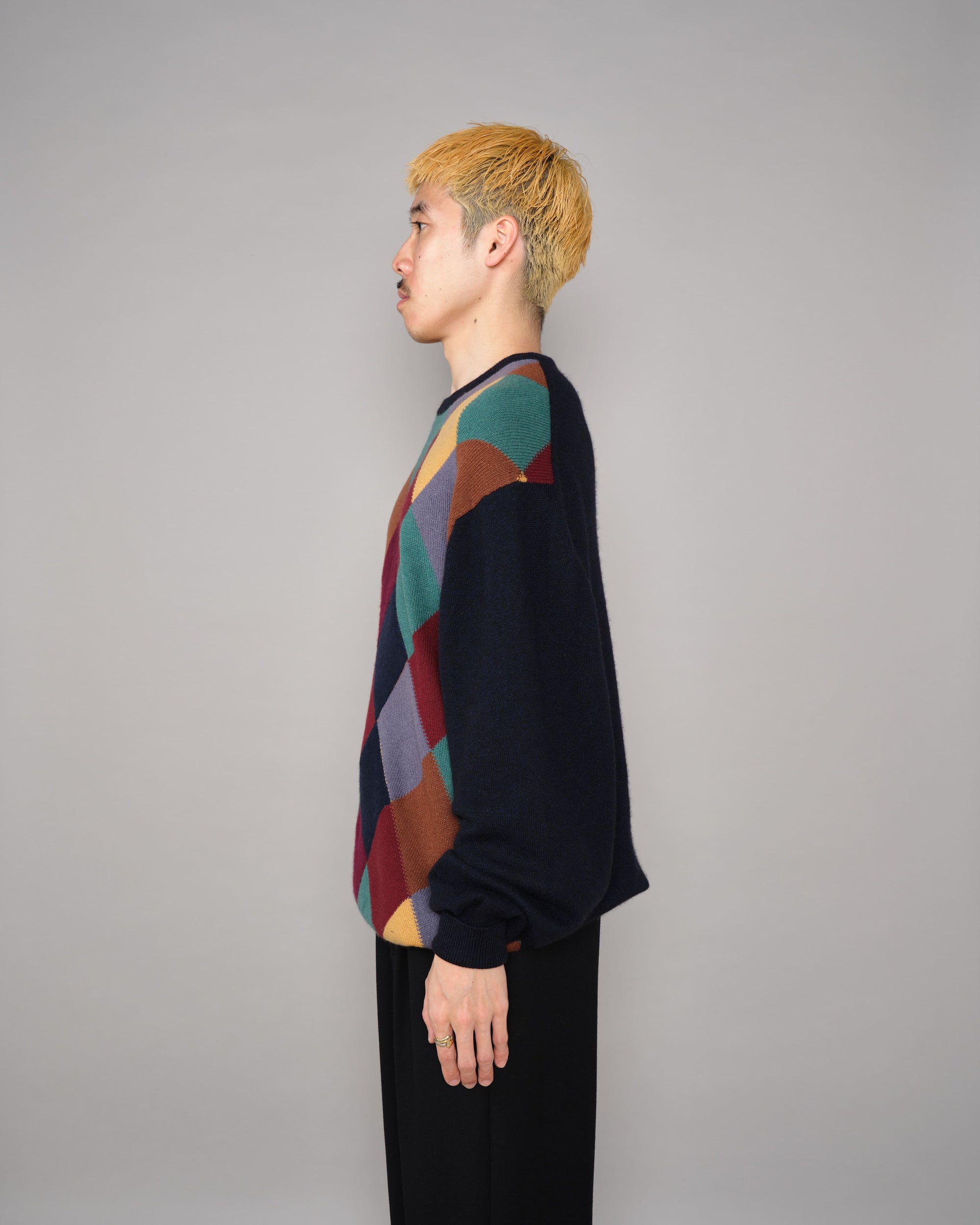 【~90's】Old BALLANTYNE Pure Cashmere Argyle Pattern Crew-Neck Sweater Size.48 "Harrods 別注"