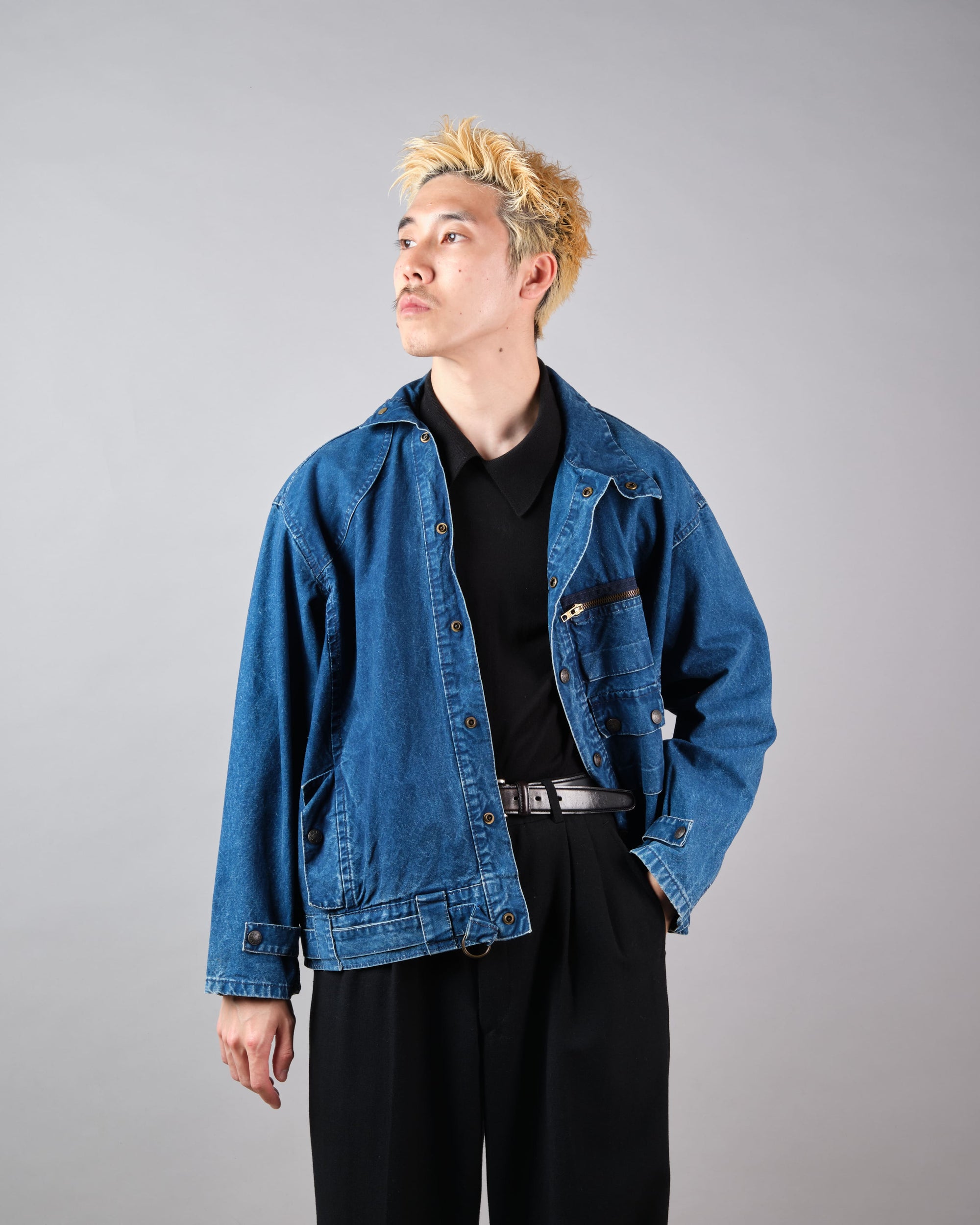 ［~70’s］French Vintage Deformed Design Indigo Blue Cotton Jacket