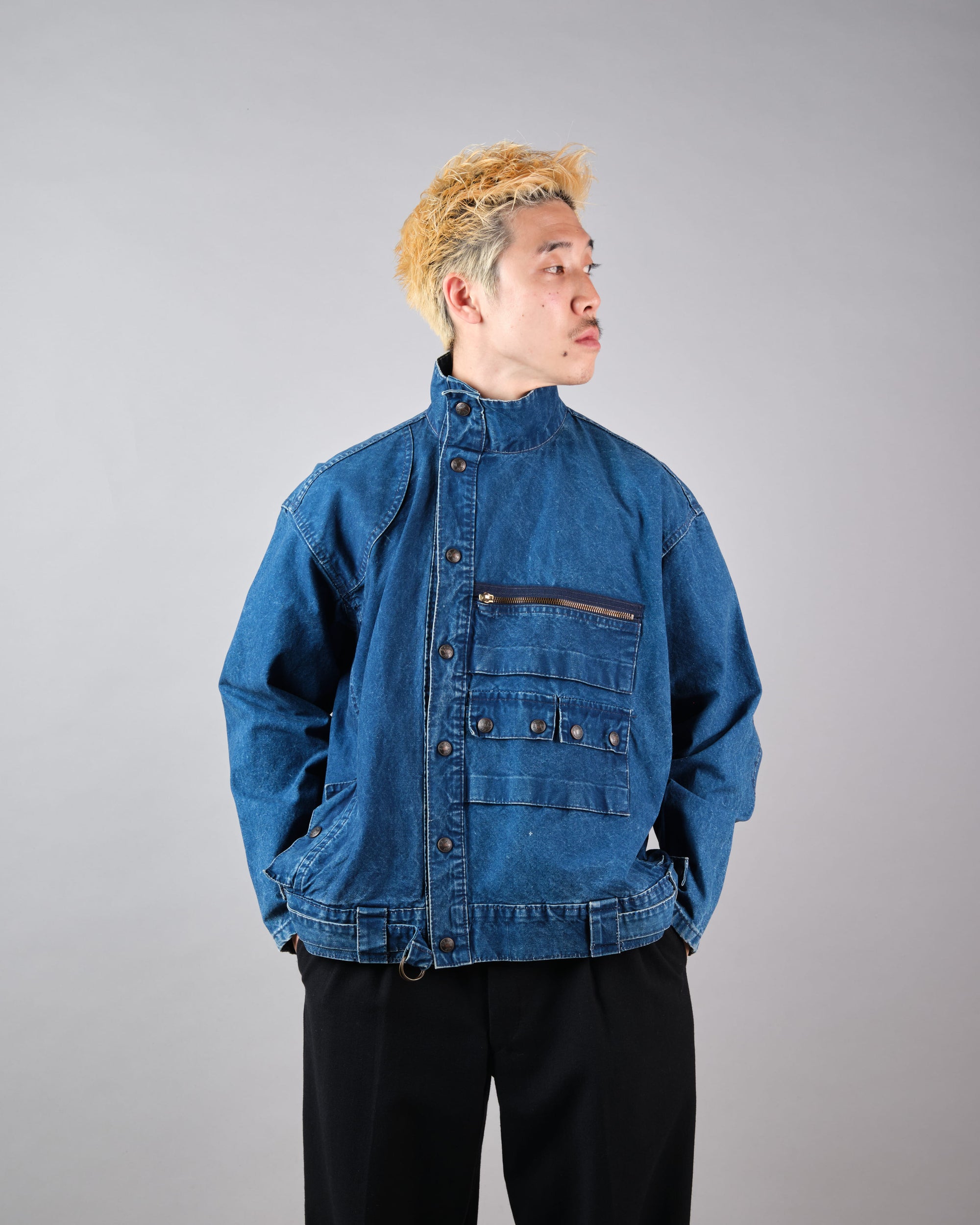 ［~70’s］French Vintage Deformed Design Indigo Blue Cotton Jacket