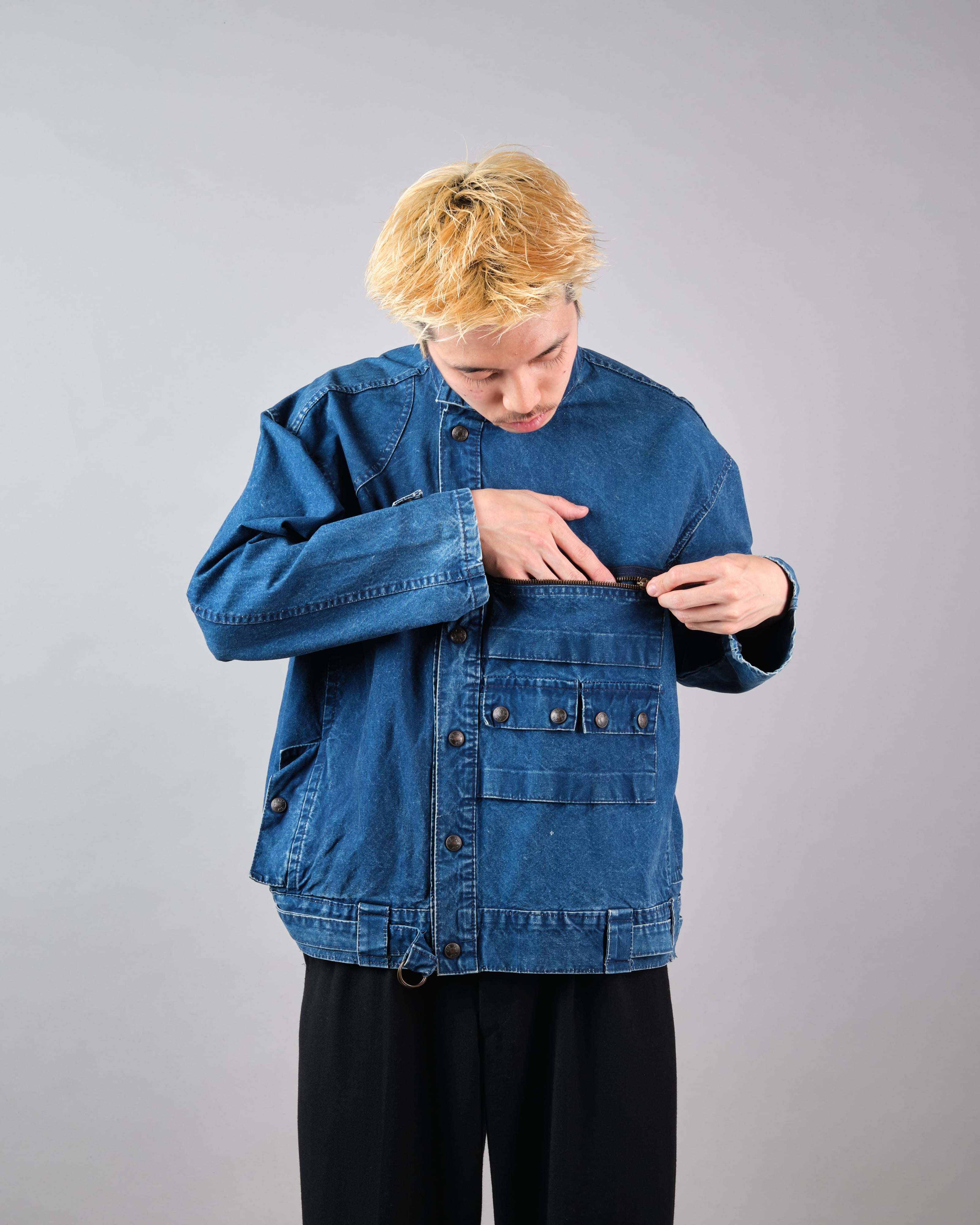 [~ 70's] Veste en coton bleu indigo en coton bleu indigo en coton bleu indigo
