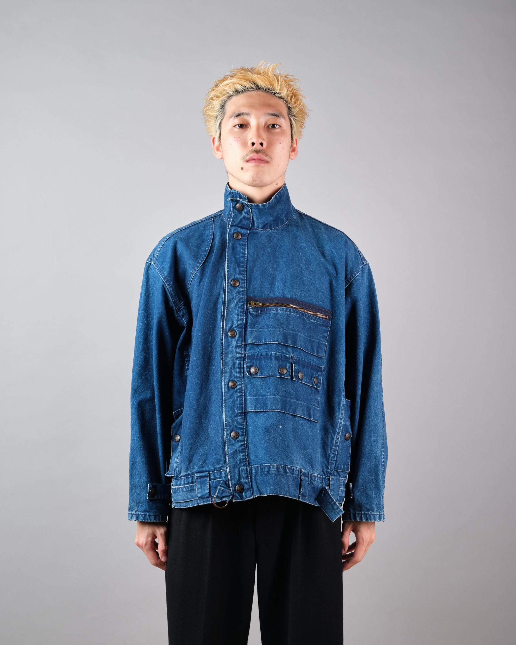 ［~70’s］French Vintage Deformed Design Indigo Blue Cotton Jacket